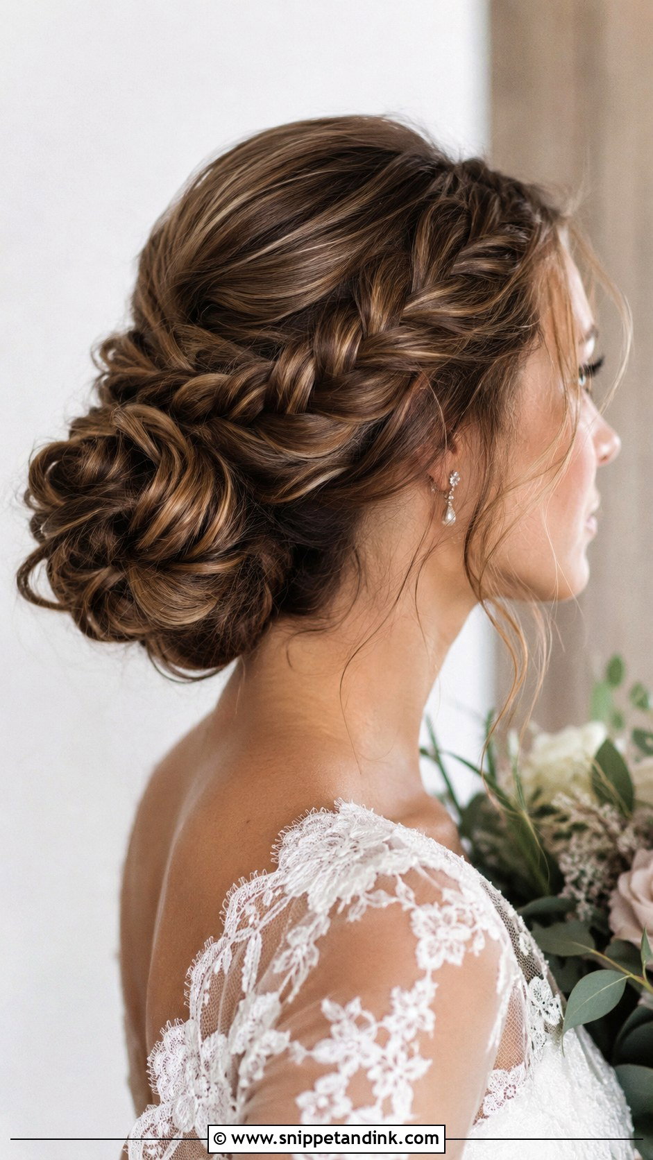 Low Braided Bun - Snippet and Ink - 25 Elegant Wedding Hair Ideas