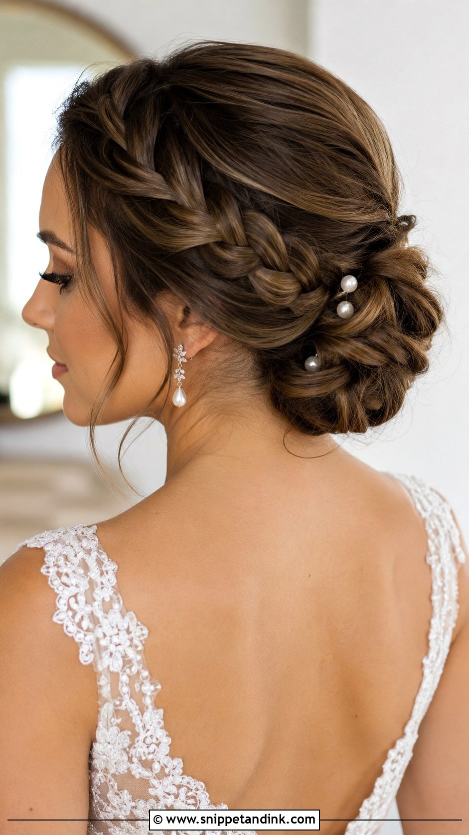 Low Braided Bun Wedding Hair - Snippet and Ink - 20 Clean Wedding Hair Ideas