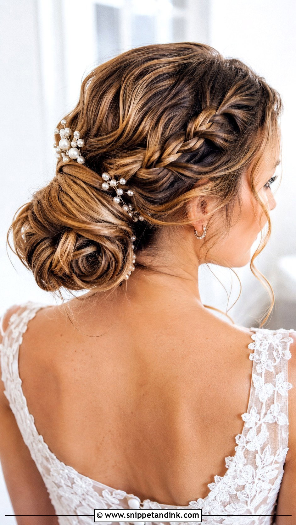 Low Braided Bun Wedding Updo - Snippet and Ink - 25 Glam Bridal Hair Updo Ideas