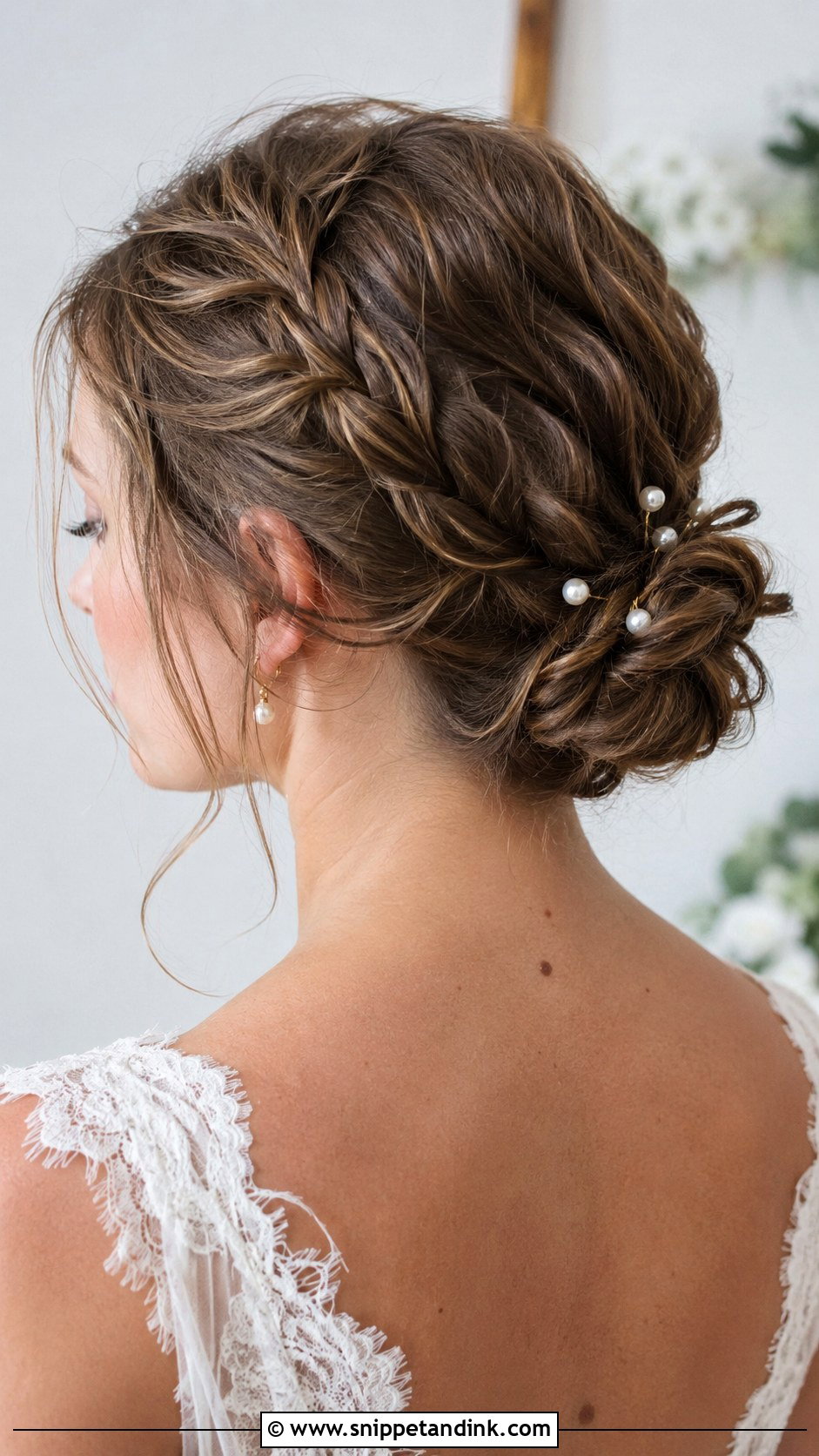 Low Braided Bun for Short Hair - Snippet and Ink - 20 Formal Hairstyles for Short Hair Wedding