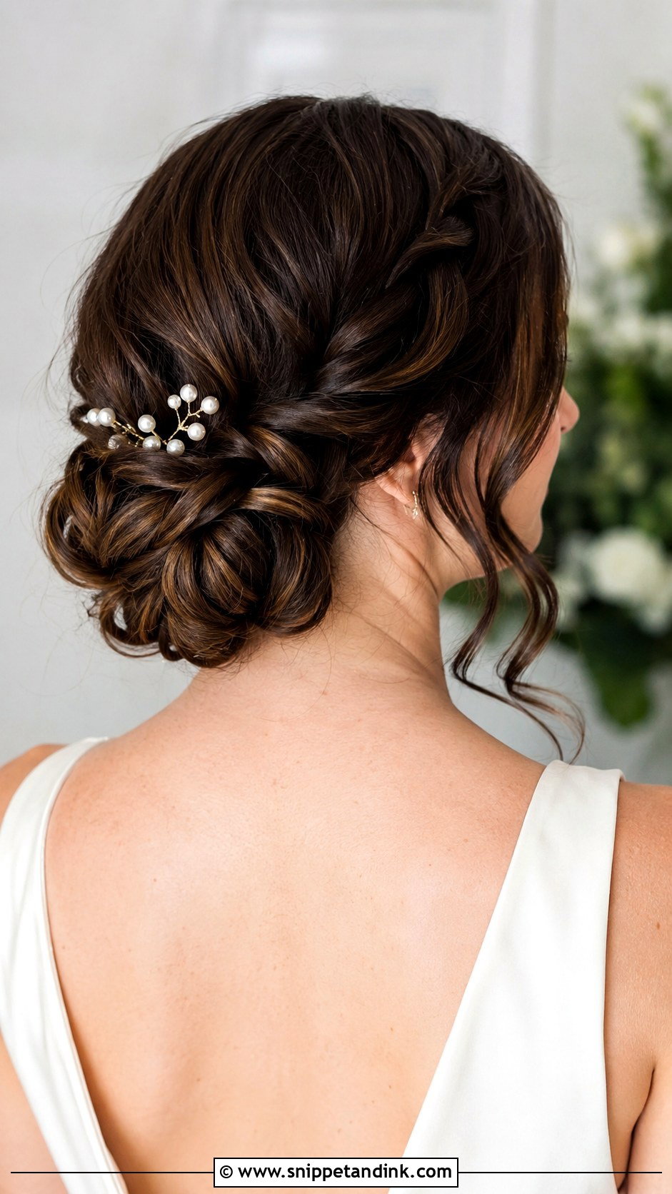 Low Braided Bun for Weddings - Snippet and Ink - 25 Ethereal Wedding Hair Ideas