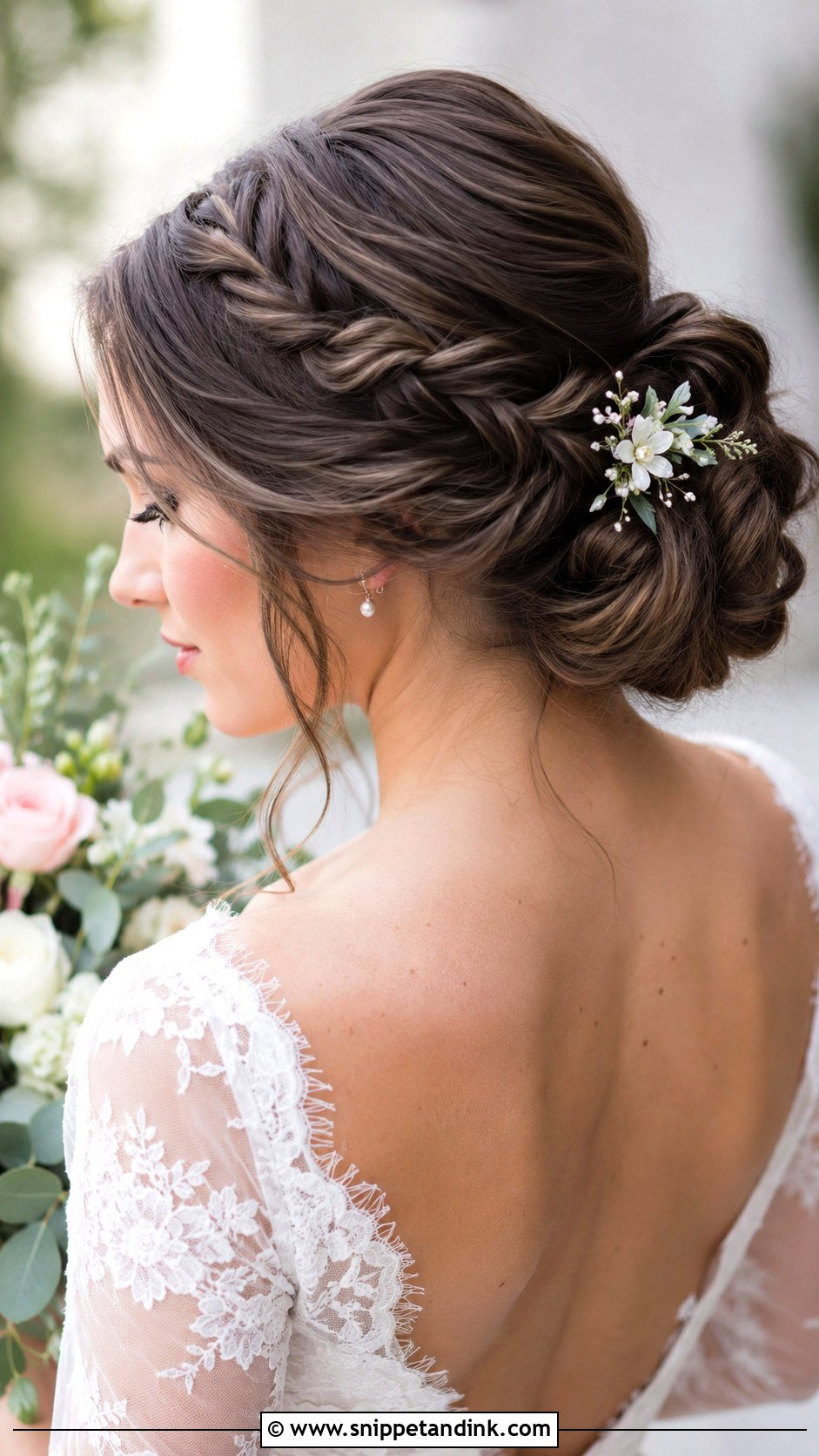 Low Braided Updo Wedding Hairstyle - Snippet and Ink - 15 Low Updo Wedding Hairstyles