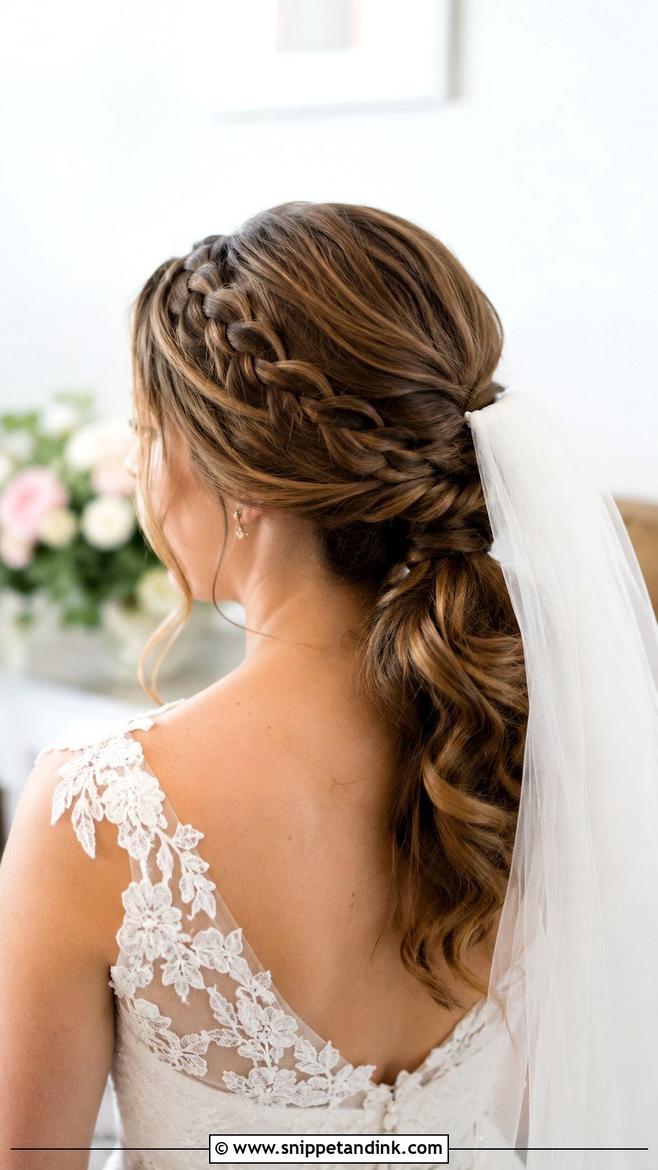 Low Braided Wedding Ponytail - Snippet and Ink - 30 Pony Tailed Wedding Hairstyle Ideas