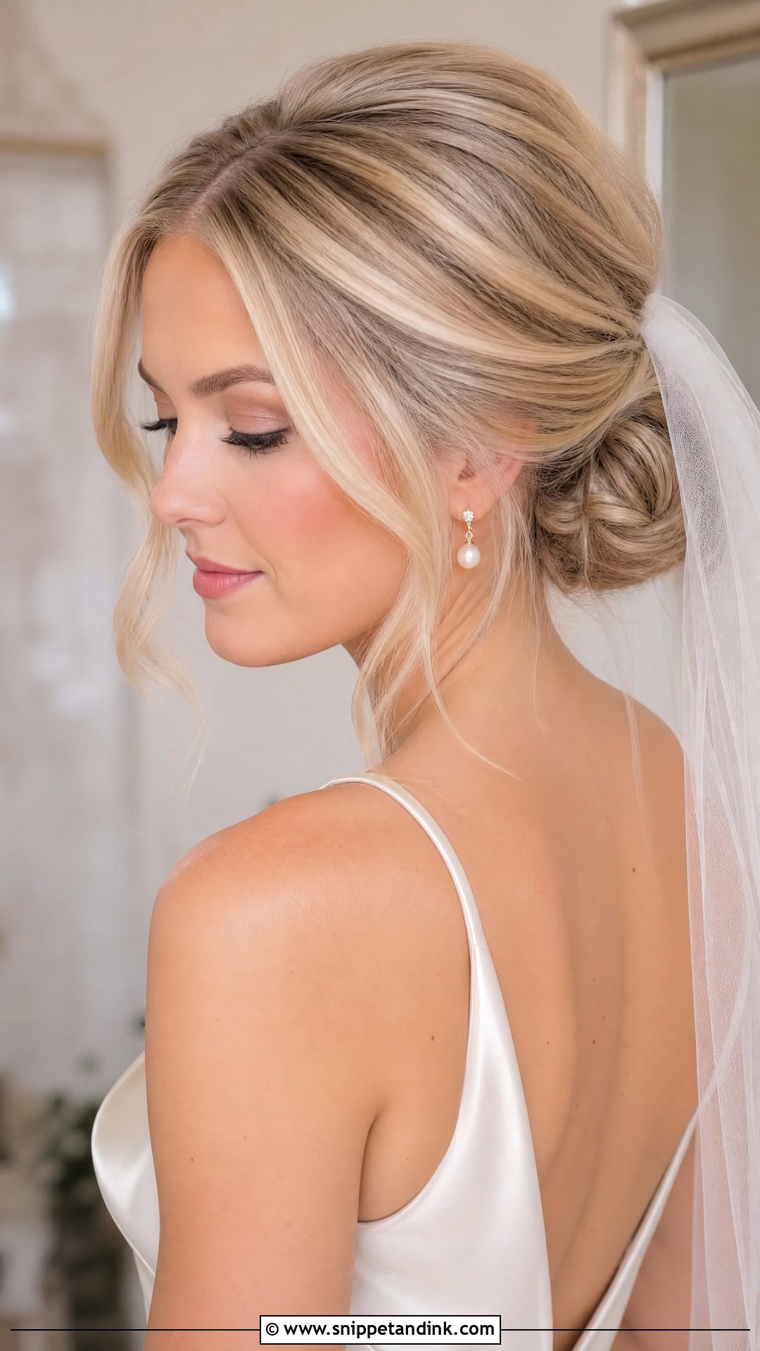 Low Bridal Bun - Snippet and Ink - 15 Bun Hairdo Wedding Ideas