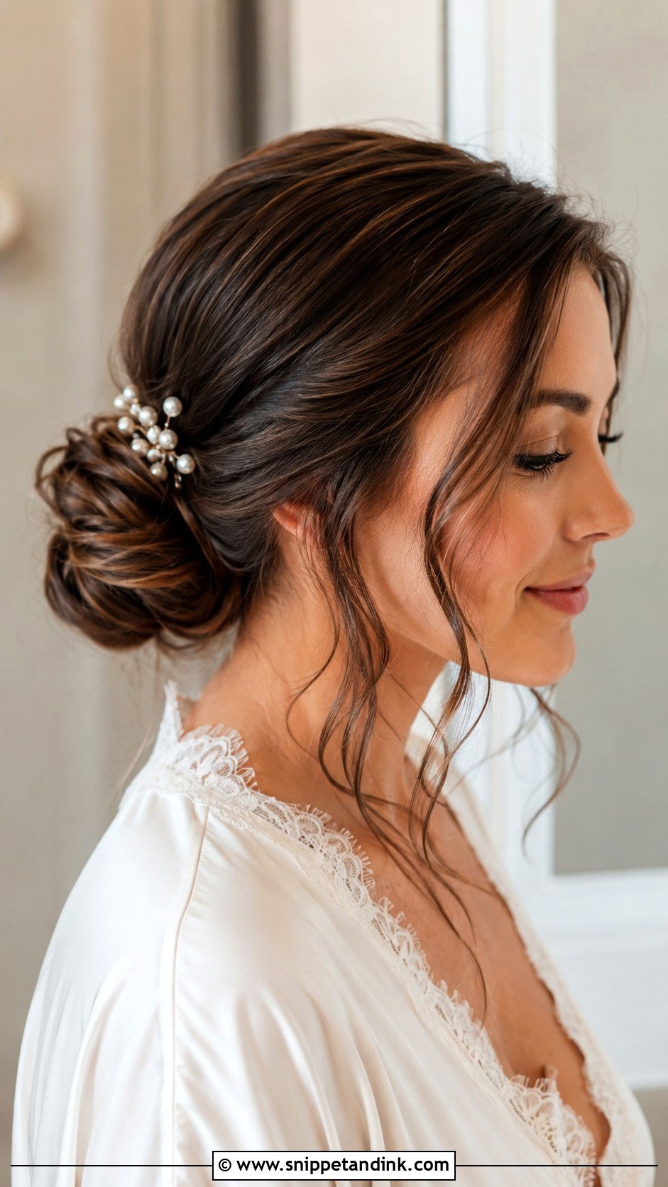 Low Bridal Bun For Medium Hair - Snippet and Ink - 15 Simple Bridal Hairstyles for Medium Hair