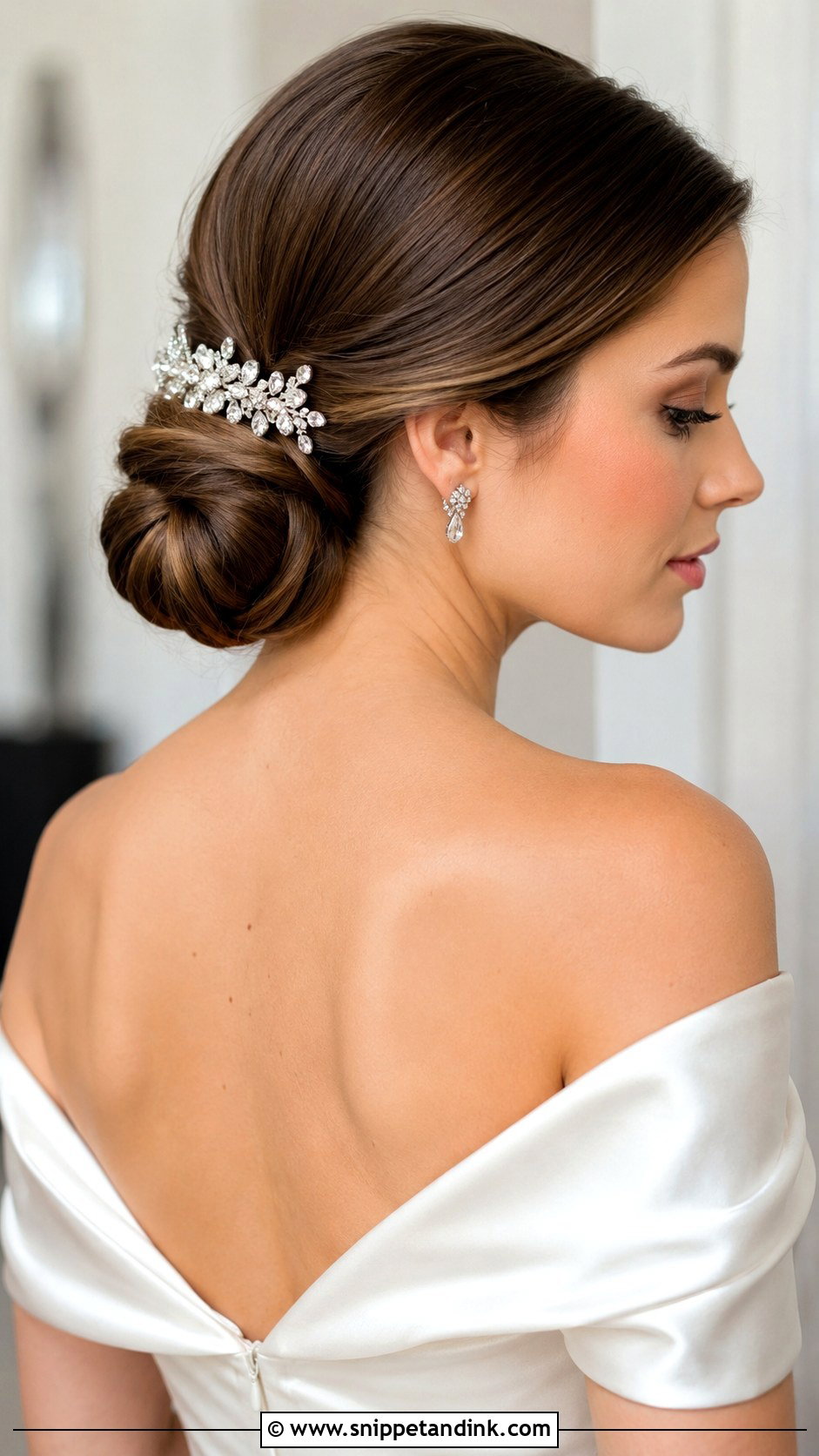 Low Bridal Chignon - Snippet and Ink - 25 Long Bridal Hair Ideas