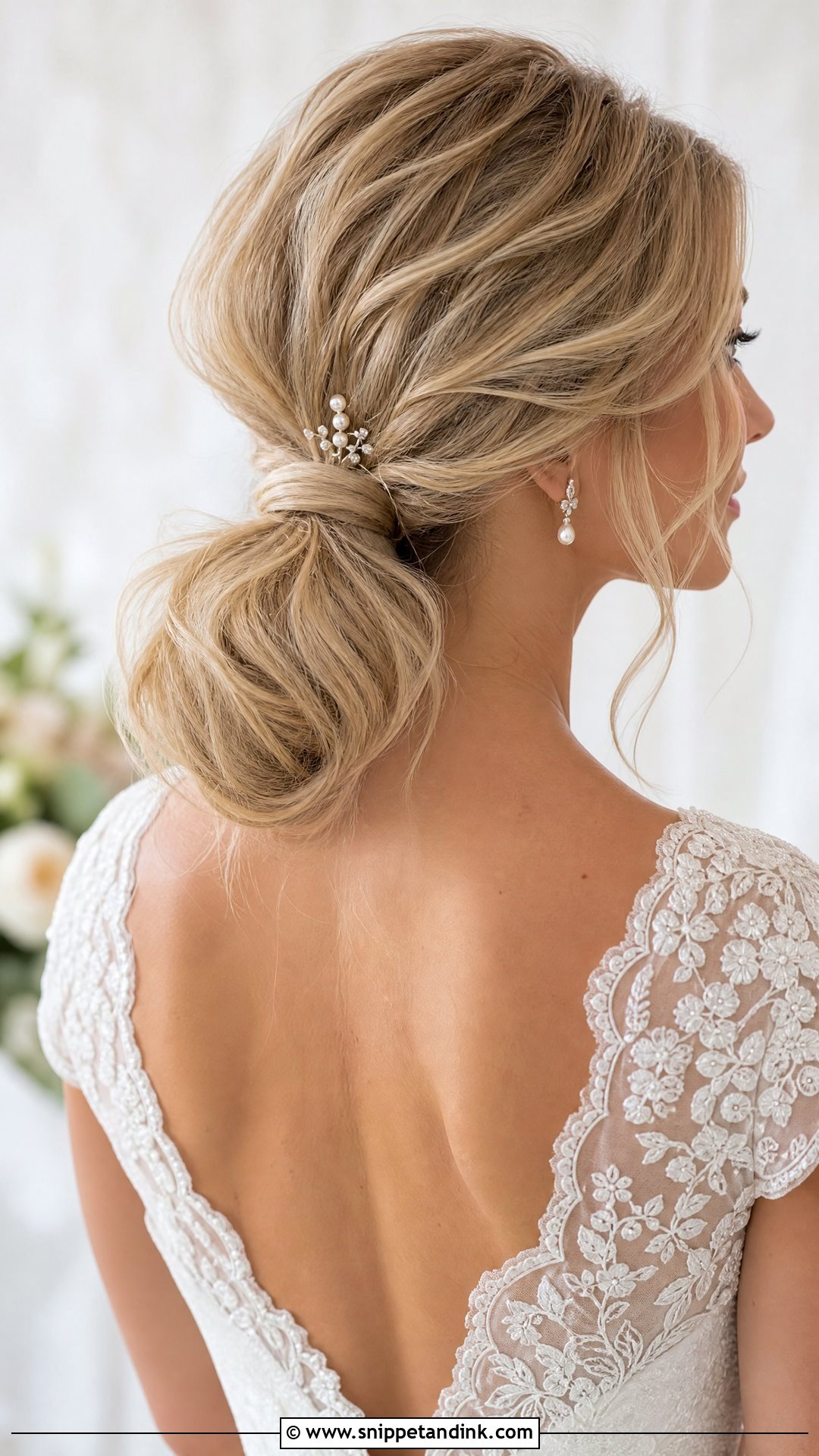 Low Bridal Ponytail - Snippet and Ink - 15 Bridal Hairstyle Ponytail Ideas