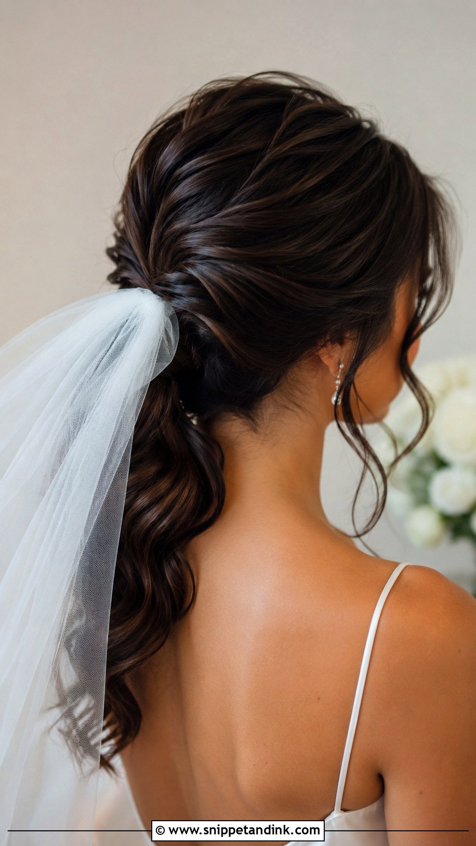 Low Bridal Ponytail - Snippet and Ink - 15 Minimalist Bridal Hair Ideas
