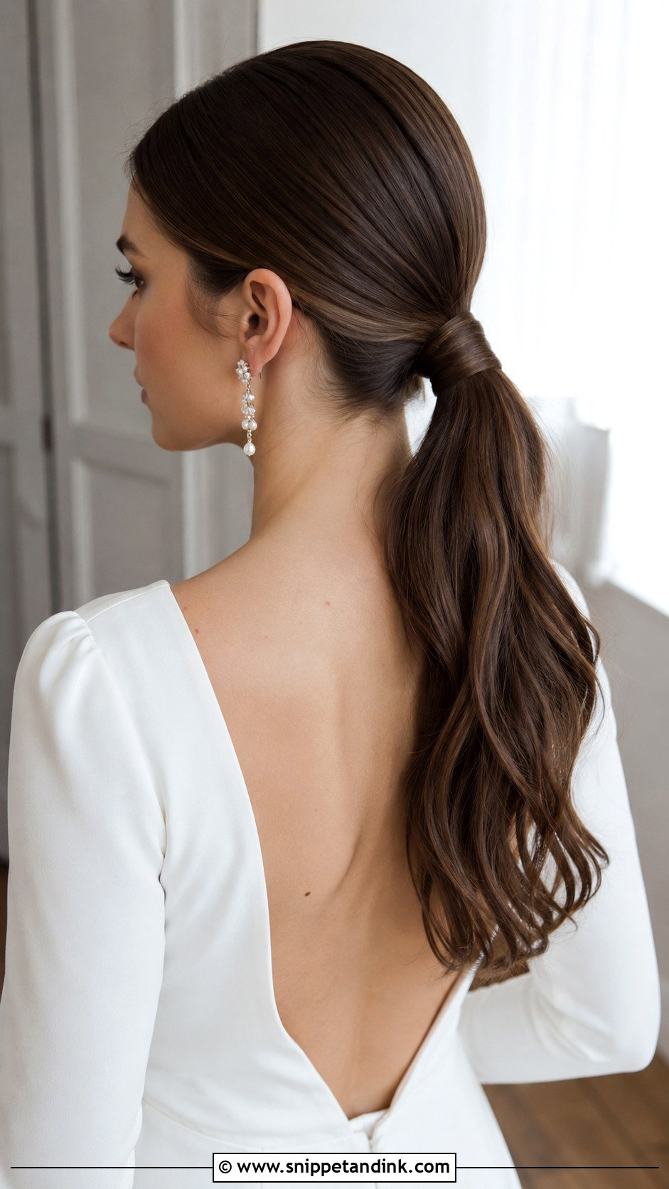 Low Bridal Ponytail - Snippet and Ink - 20 Easy Bridal Hair Ideas
