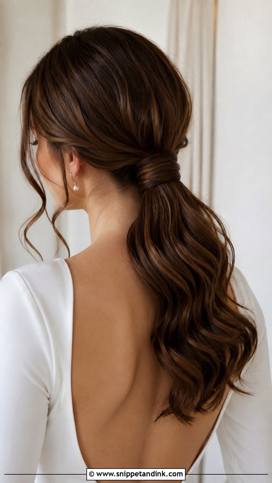 Low Bridal Ponytail With Waves - Snippet and Ink - 25 Classy Bridal Hair Ideas