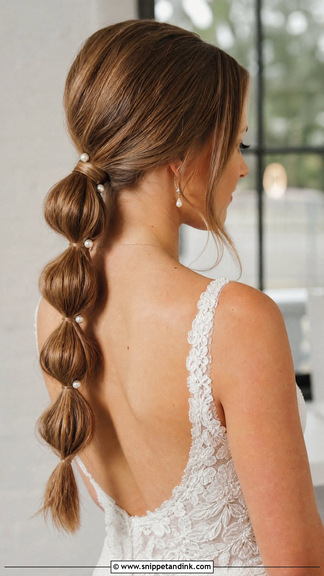 Low Bubble Ponytail for Brides - Snippet and Ink - 20 Party Pony Wedding Hairstyle Ideas
