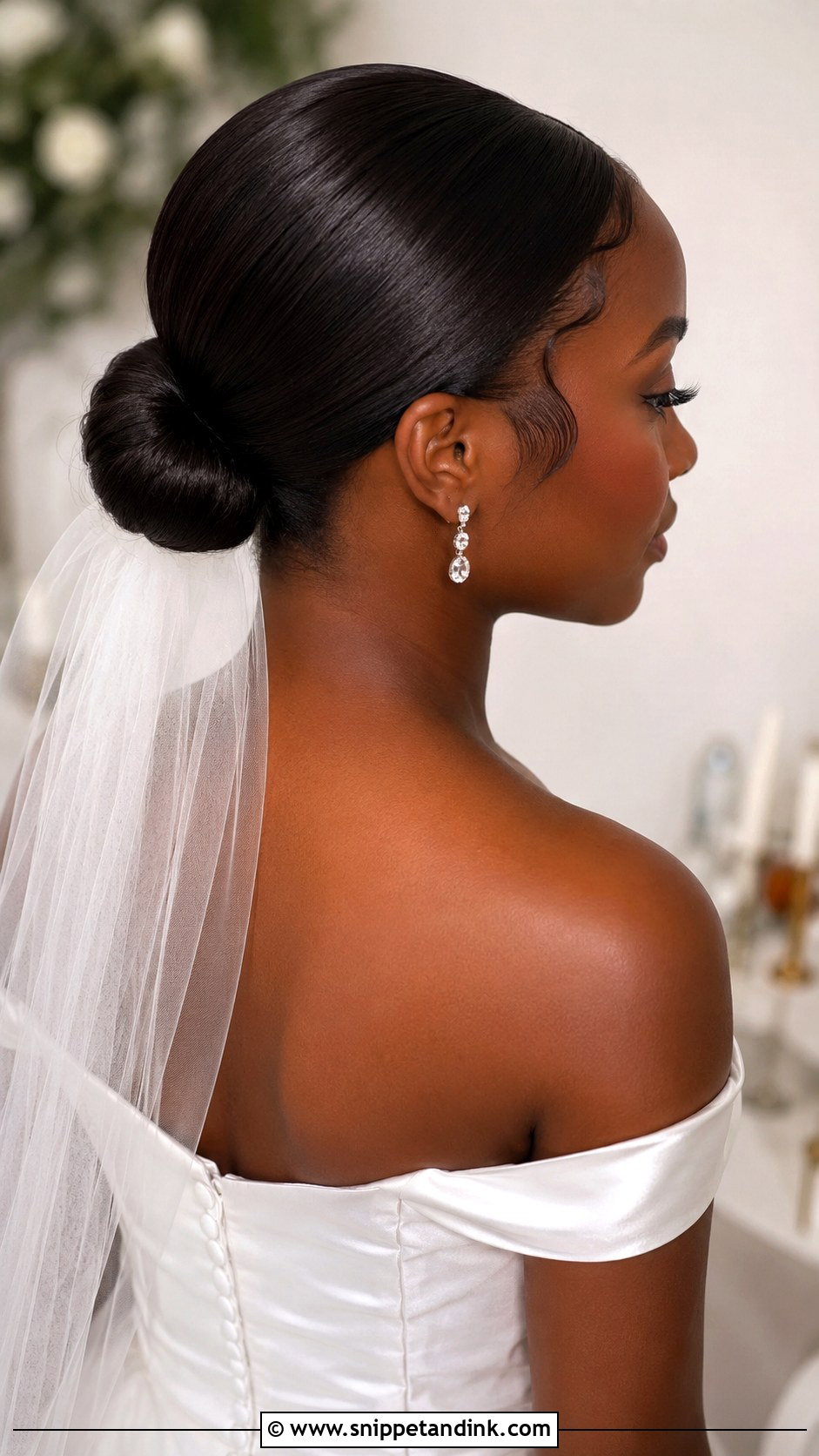 Low Bun Bridal Hair - Snippet and Ink - 20 Bridal Hair for Black Women Ideas
