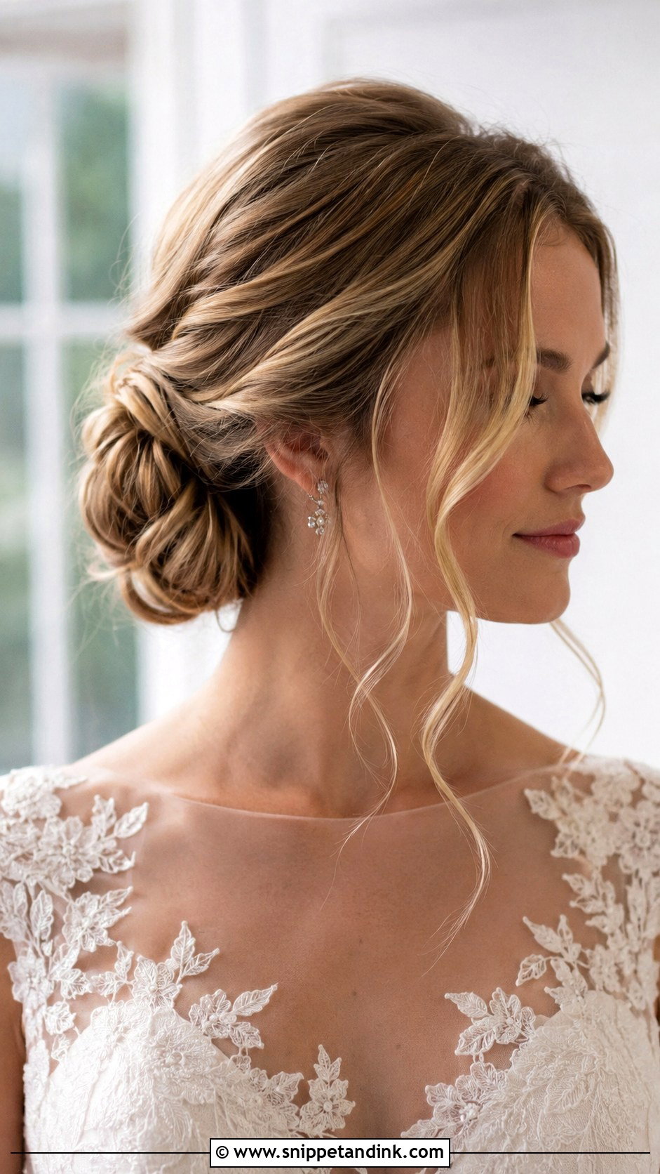 Low Bun Bridal Hairstyle For Square Face - Snippet and Ink - 15 Square Face Bridal Hairstyles