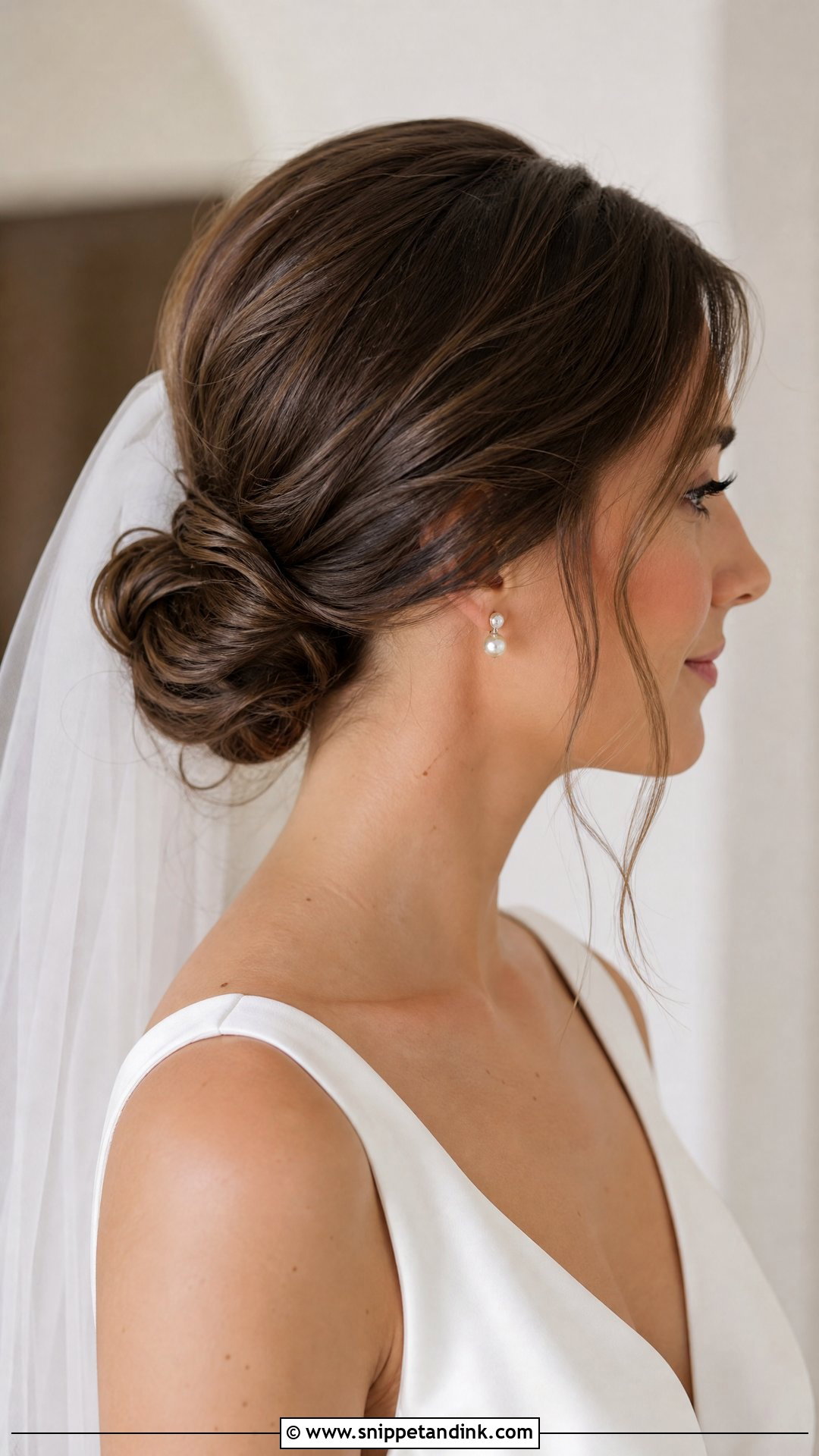 Low Bun Bridal Updo for Long Hair - Snippet and Ink - 20 Bridal Hairstyle for Long Hair Ideas