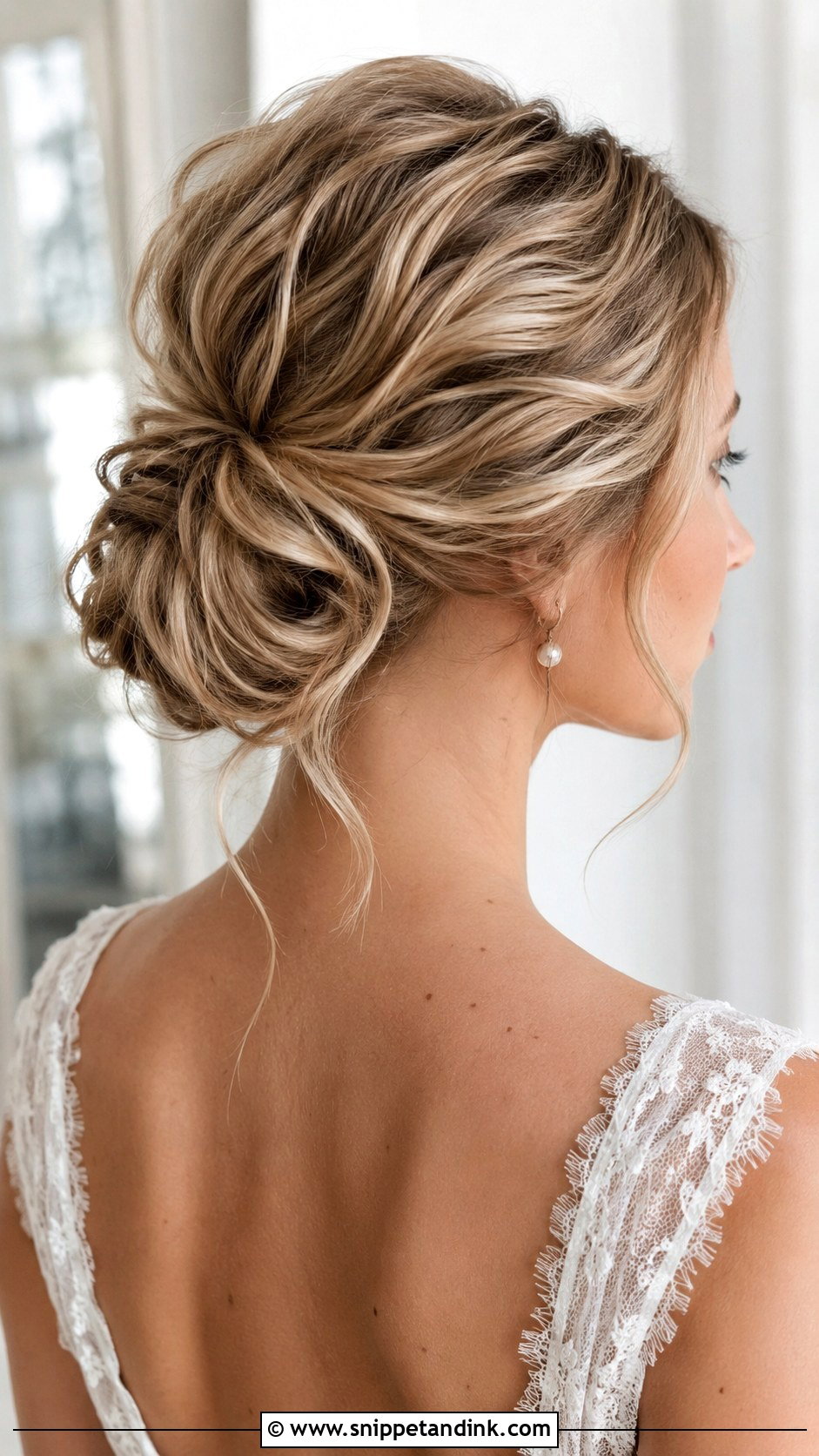 Low Bun Bride Hair For Medium Hair - Snippet and Ink - 20 Low Bun Bride Hair Ideas