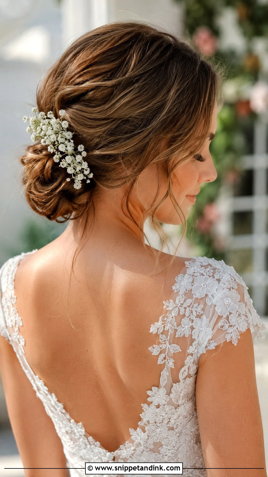 Low Bun Bride Hair With Flowers - Snippet and Ink - 20 Low Bun Bride Hair Ideas