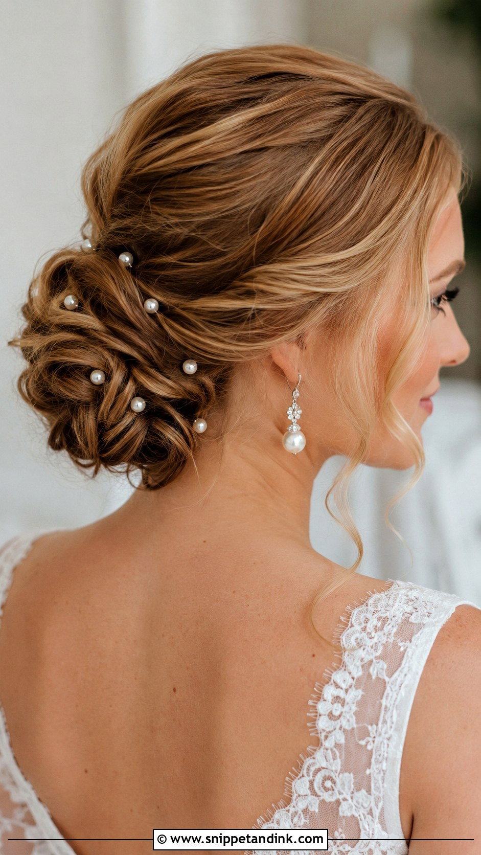 Low Bun Bride Hair With Pearls - Snippet and Ink - 20 Low Bun Bride Hair Ideas