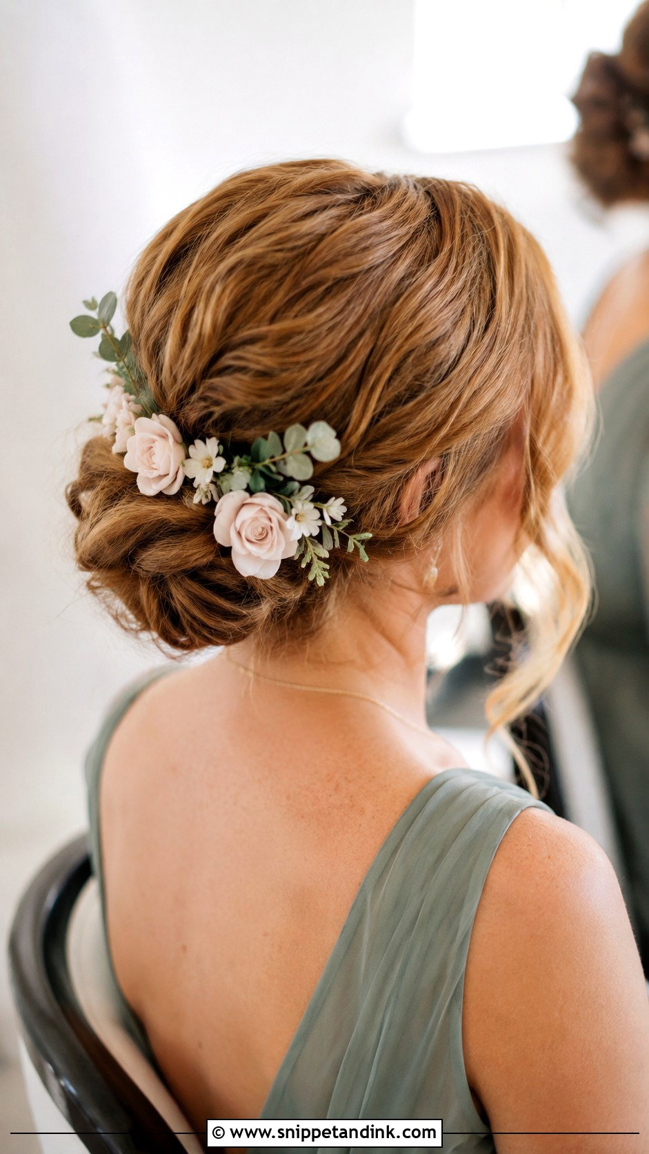 Low Bun Bridesmaid Hair With Flowers - Snippet and Ink - 20 Bridesmaid Hair Low Bun Ideas