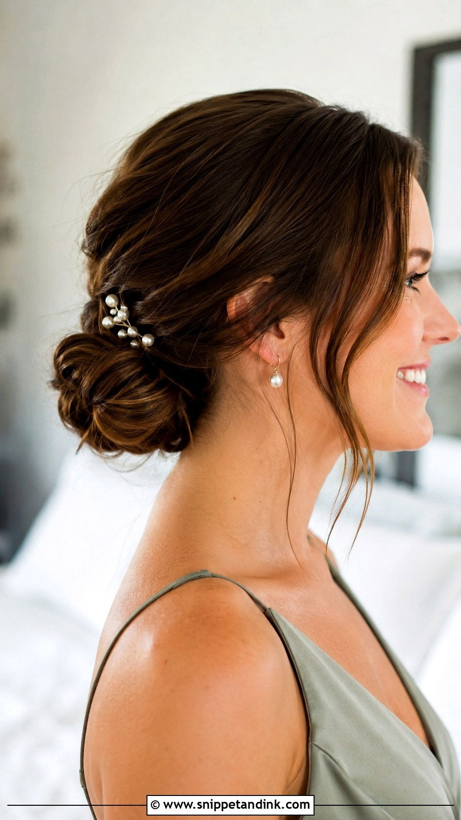 Low Bun Bridesmaid Hairstyle - Snippet and Ink - 20 Hairstyle for Bridesmaids Ideas