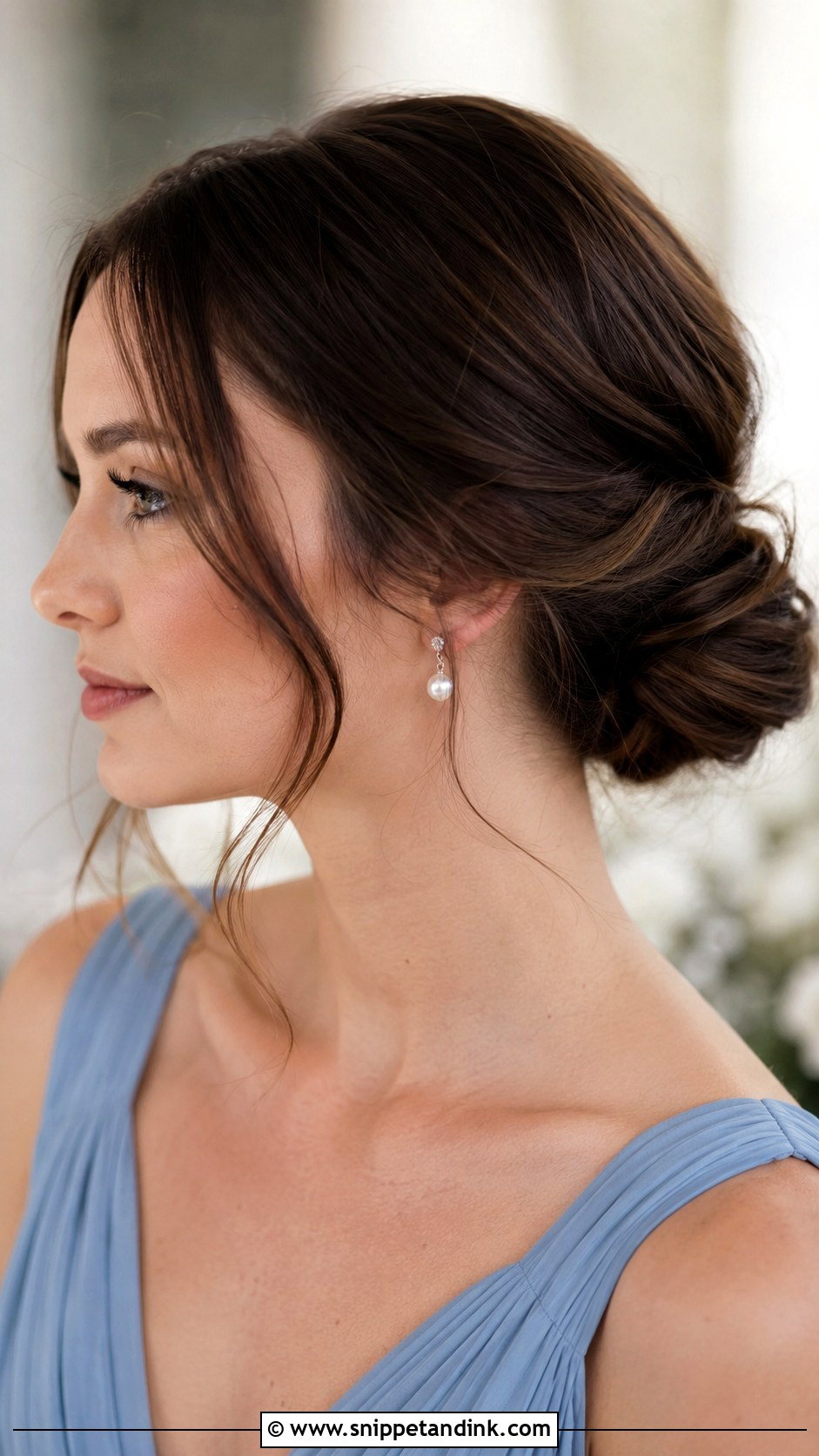 Low Bun Bridesmaid Hairstyle For Medium Hair - Snippet and Ink - 20 Bridesmaid Hairstyles Mid Length