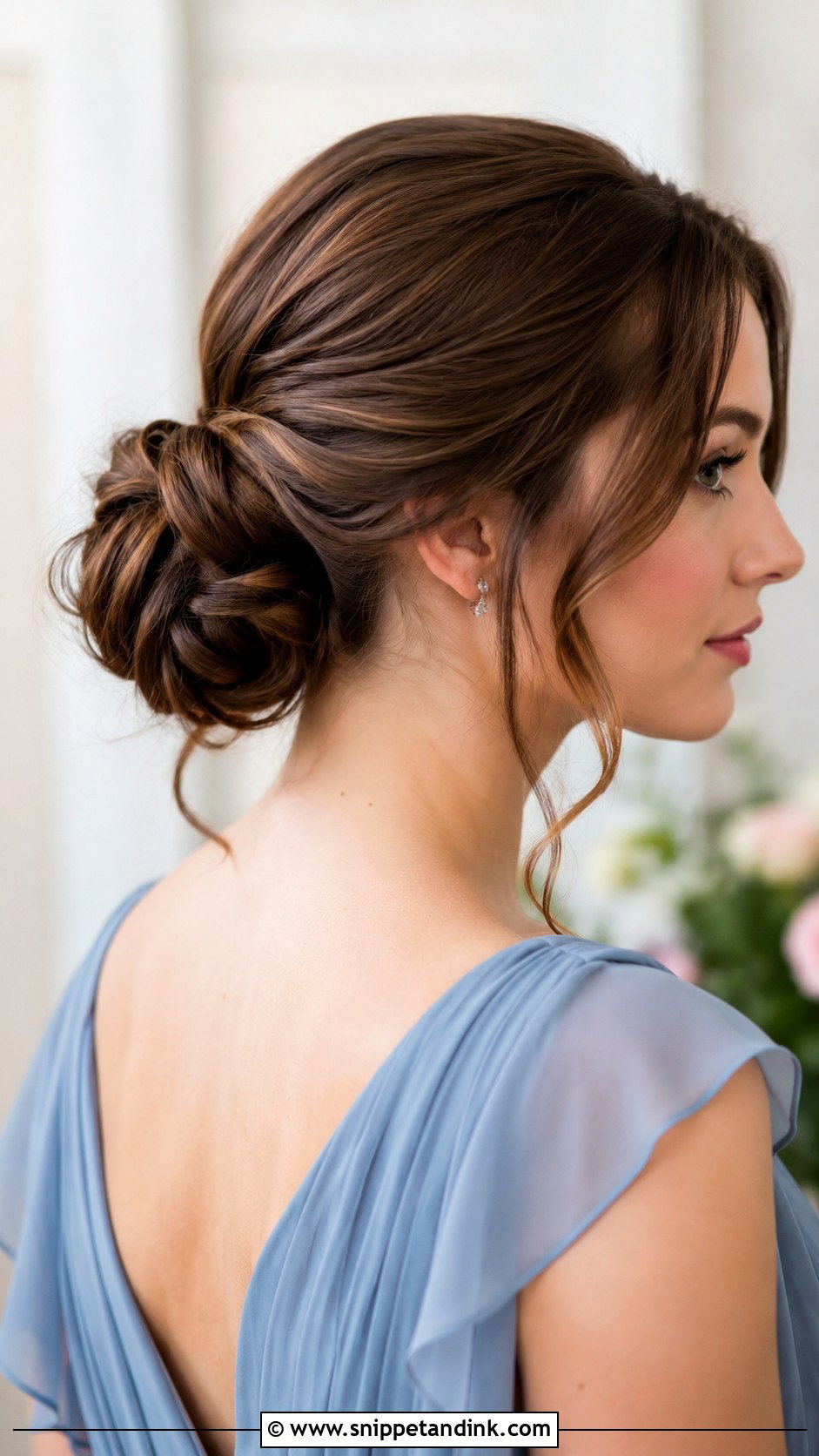 Low Bun Bridesmaid Hairstyle for Medium Hair - Snippet and Ink - 20 Bridesmaid Hairstyles for Medium Hair