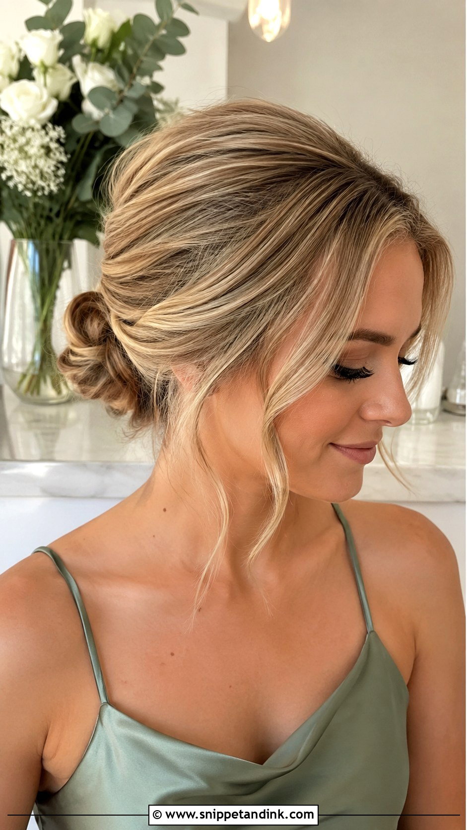 Low Bun Bridesmaid Updo - Snippet and Ink - 20 Easy Bridesmaid Hair Updo Ideas