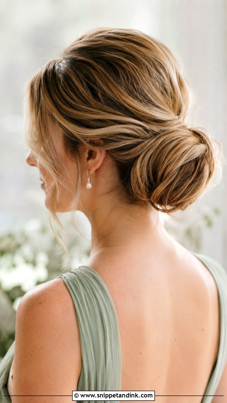 Low Bun Bridesmaid Updo For Long Hair - Snippet and Ink - 20 Bridesmaid Updo Hairstyles for Long Hair