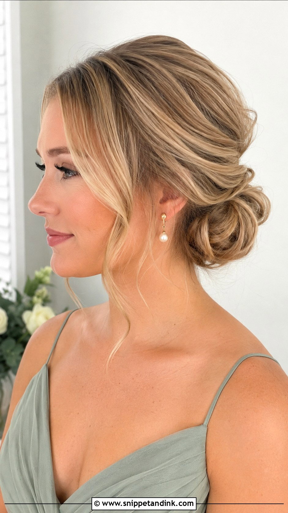 Low Bun Bridesmaid Updo For Medium Hair - Snippet and Ink - 20 Bridesmaids Updos for Medium Hair
