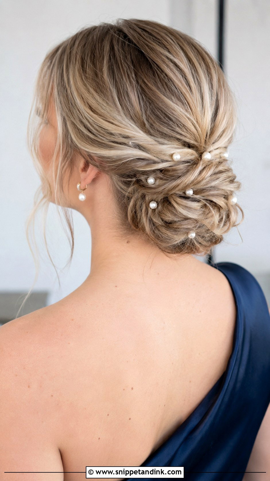 Low Bun Bridesmaid Updo With Pearls - Snippet and Ink - 20 Wedding Hairstyles for Bridesmaids Updo