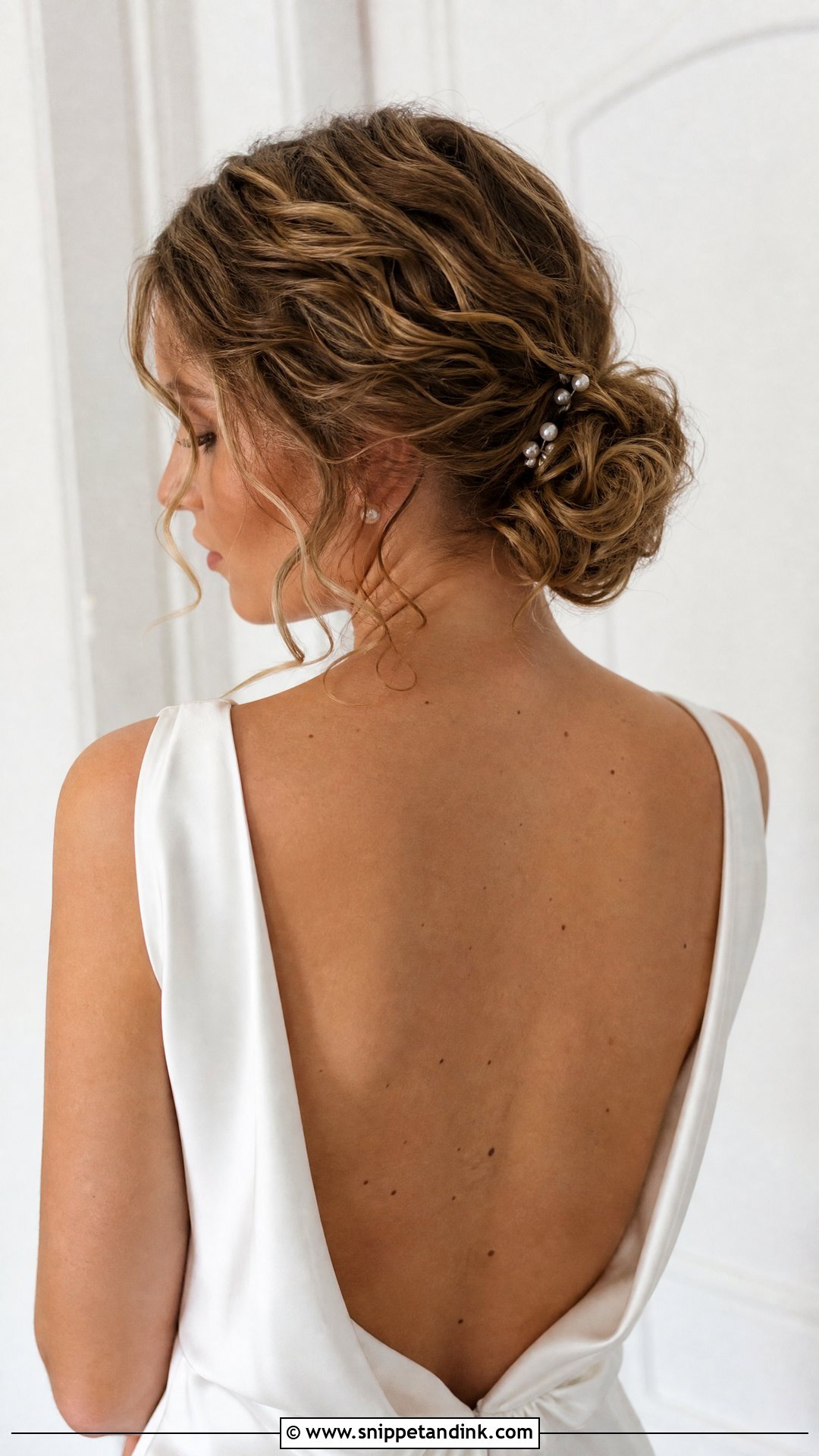 Low Bun Curly Wedding Hair - Snippet and Ink - 15 Curl Wedding Hair Ideas