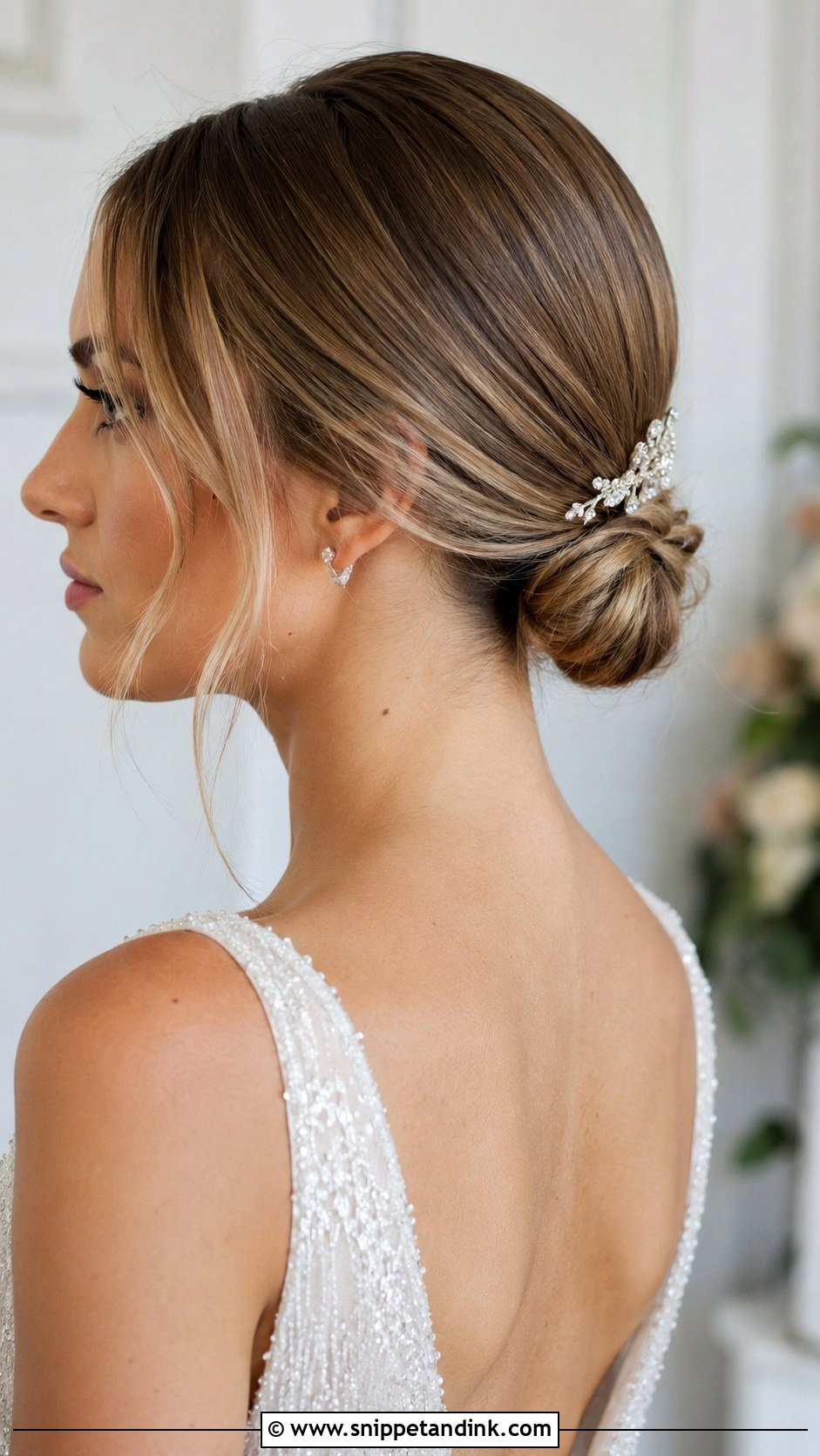 Low Bun For Short Hair - Snippet and Ink - 35 Low Bun Wedding Hair Ideas