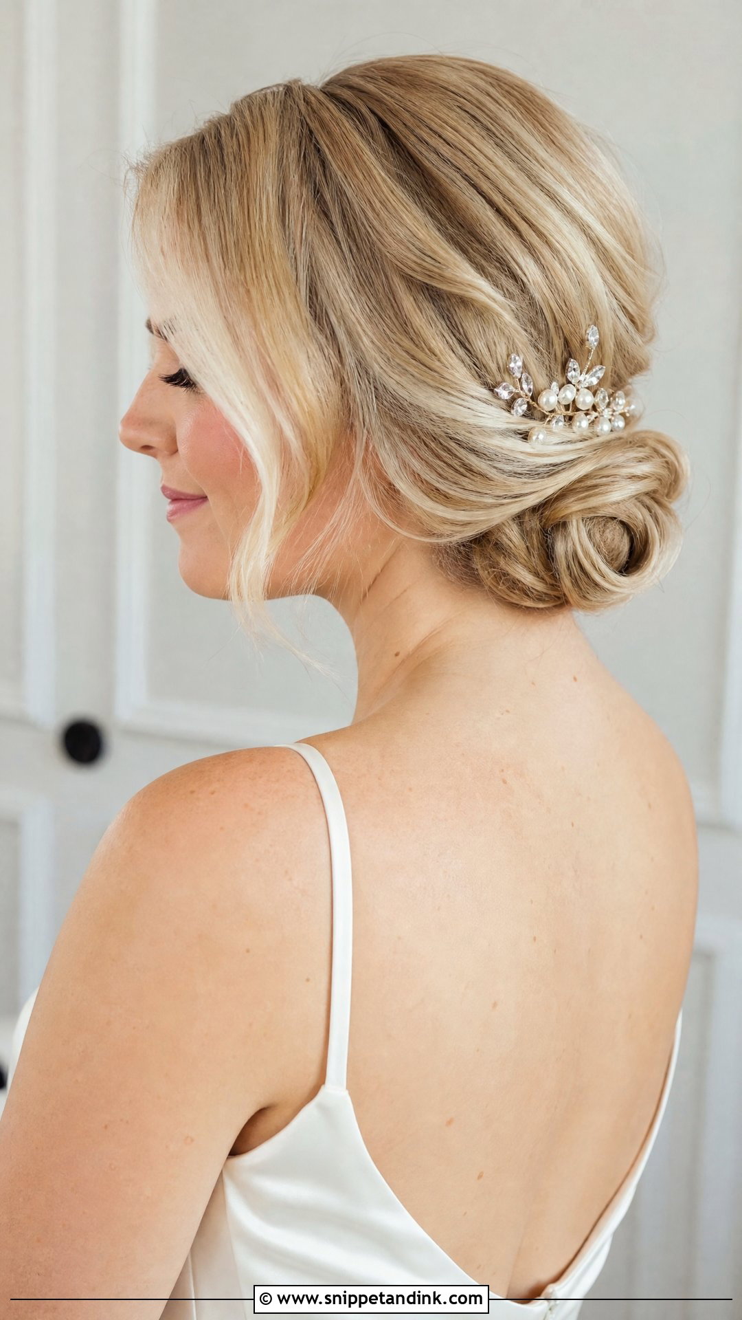 Low Bun For Short Hair Wedding - Snippet and Ink - 15 Bun for Short Hair Wedding Ideas
