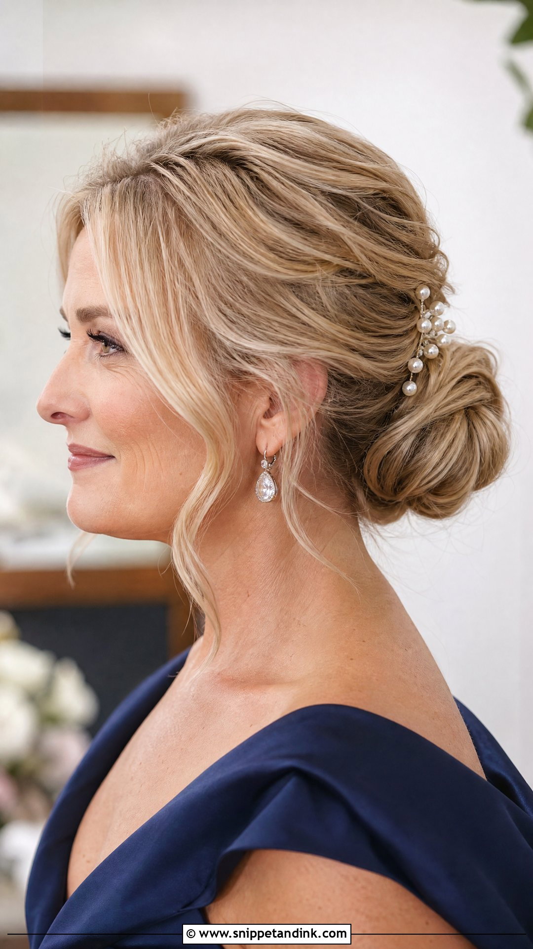 Low Bun Mother Of The Bride Hairstyle - Snippet and Ink - 20 Mother of Bride Hairstyle Ideas