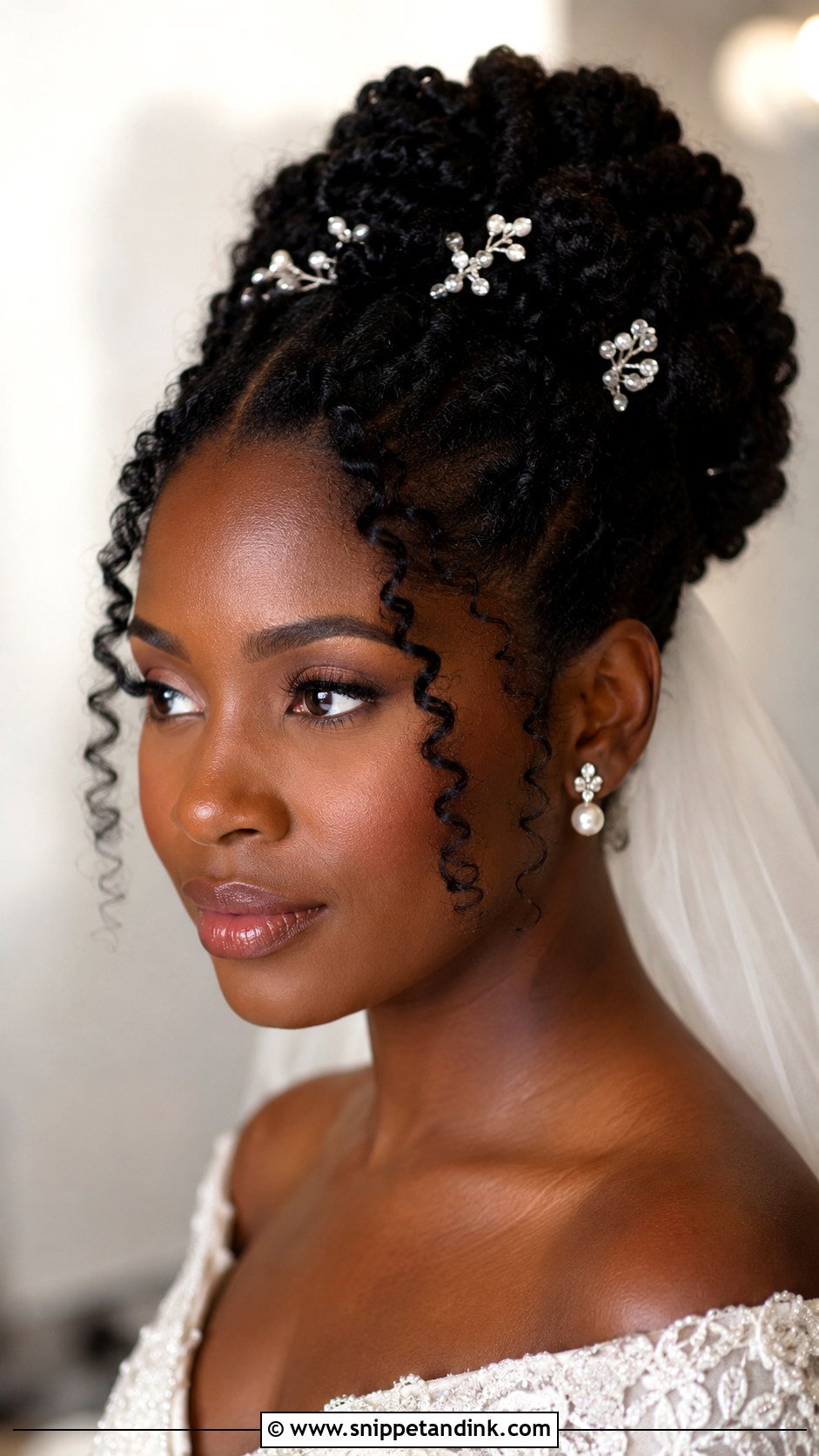 Low Bun Natural Wedding Hair - Snippet and Ink - 15 Natural Hair Wedding Styles African American Black Bride