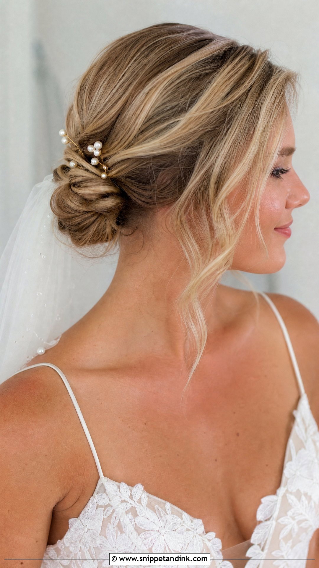 Low Bun Summer Bridal Hair - Snippet and Ink - 20 Summer Bridal Hair Ideas