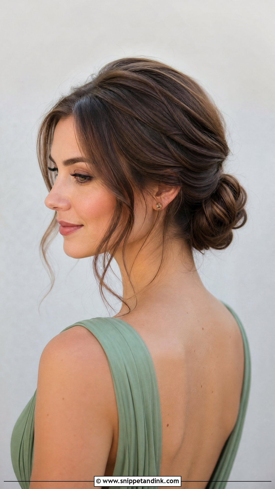 Low Bun Updo For Medium Hair - Snippet and Ink - 15 Easy Medium Hair Wedding Guest Updo Ideas