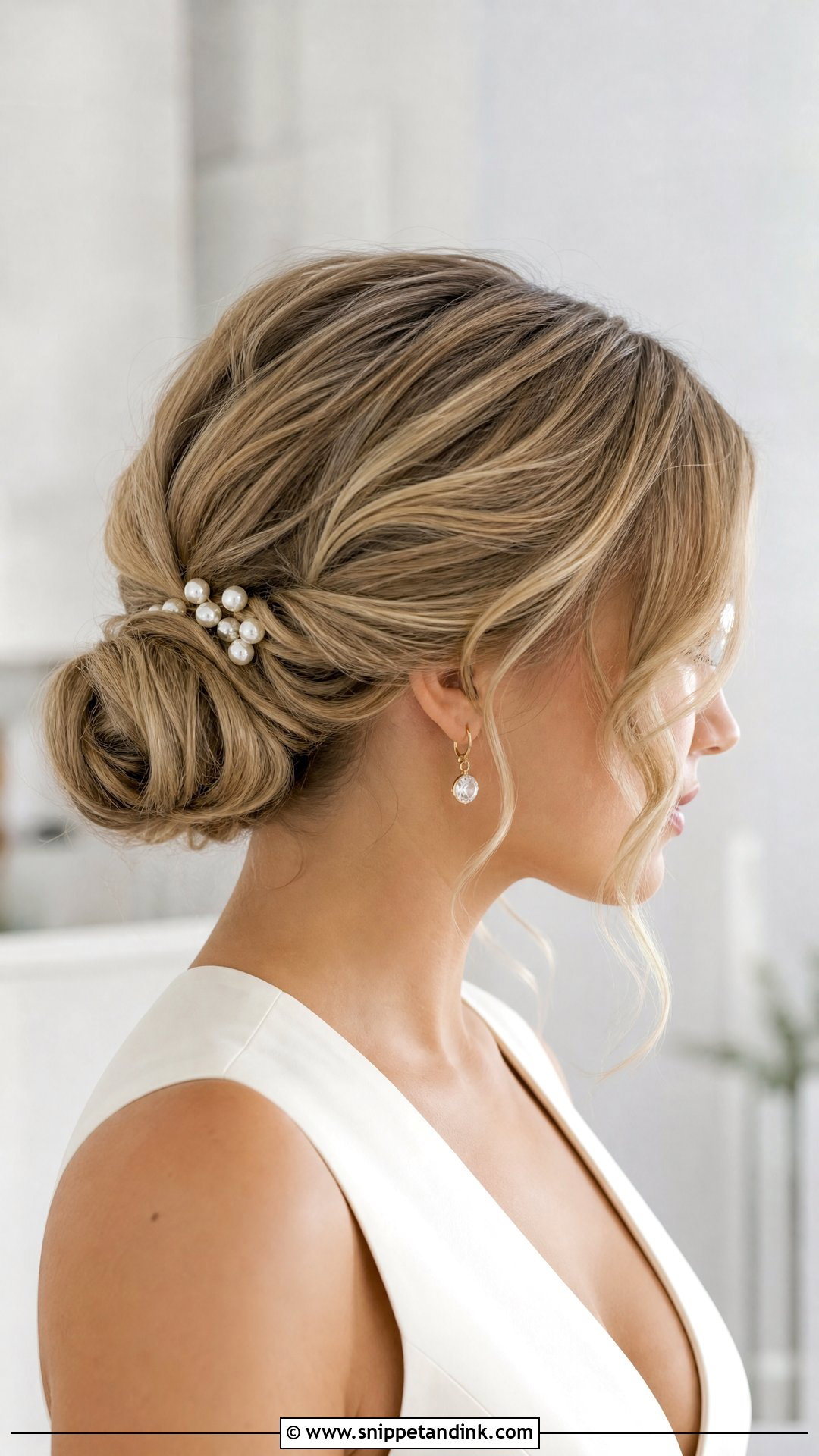 Low Bun Updo For Short Hair Wedding - Snippet and Ink - 15 Easy Updos for Short Hair Wedding