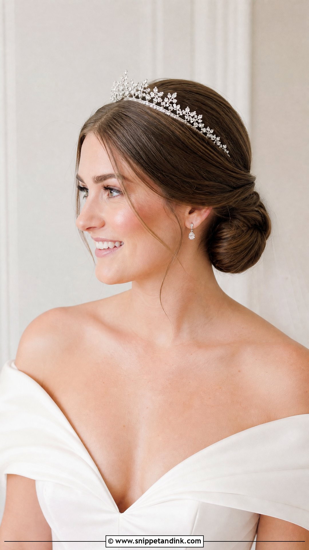 Low Bun Updo With Tiara - Snippet and Ink - 20 Wedding Hairstyles with Tiara