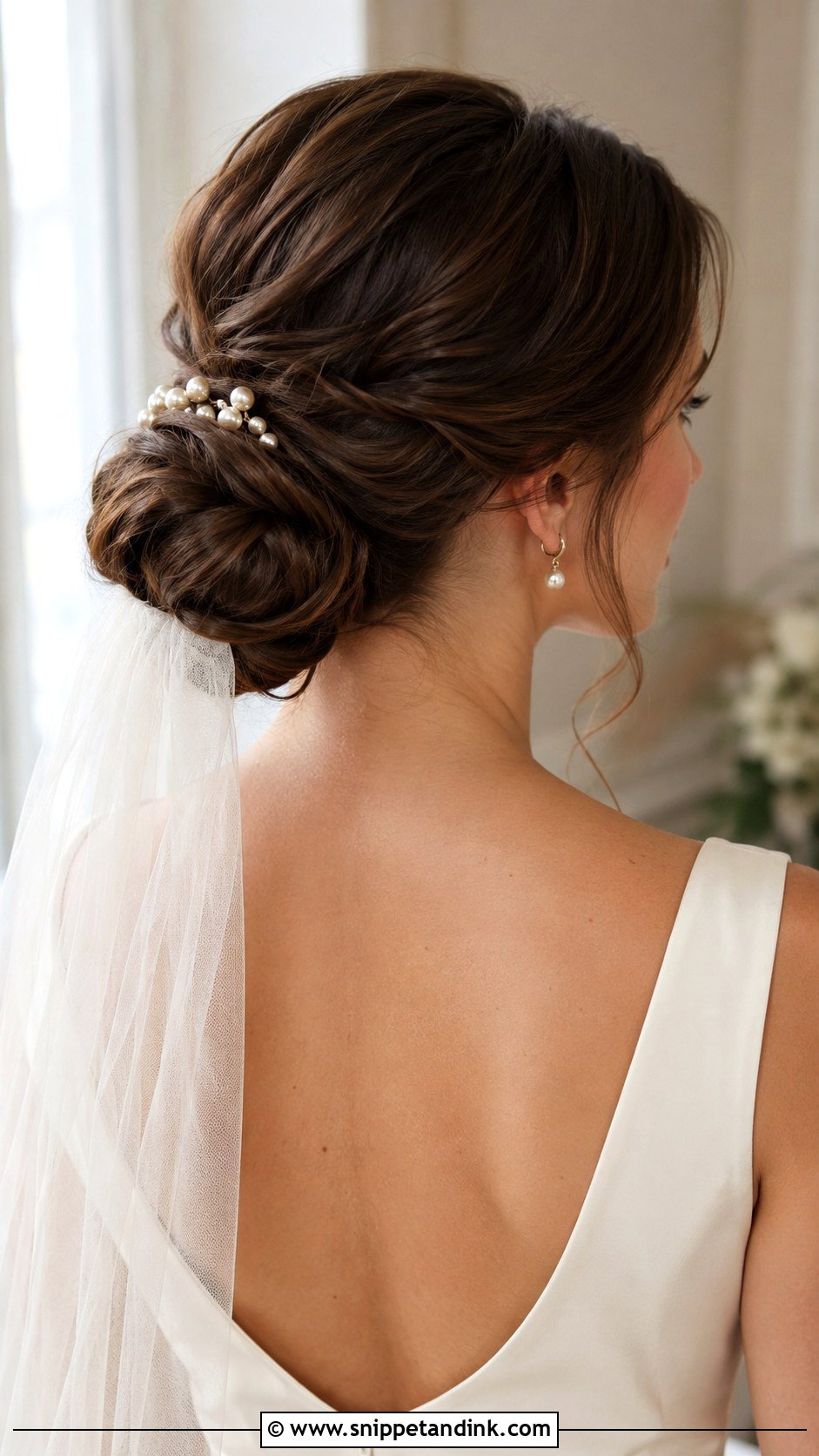 Low Bun Updo With Veil - Snippet and Ink - 15 Updos with Veil
