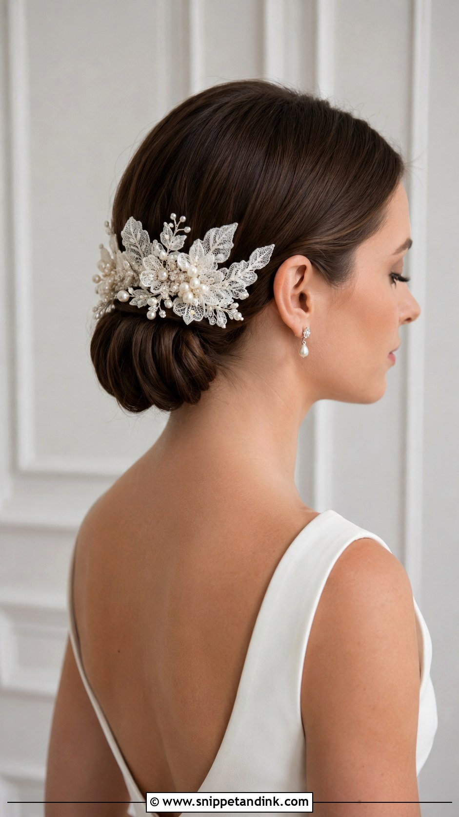 Low Bun Wedding Fascinator - Snippet and Ink - 15 Wedding Hair Fascinator Ideas