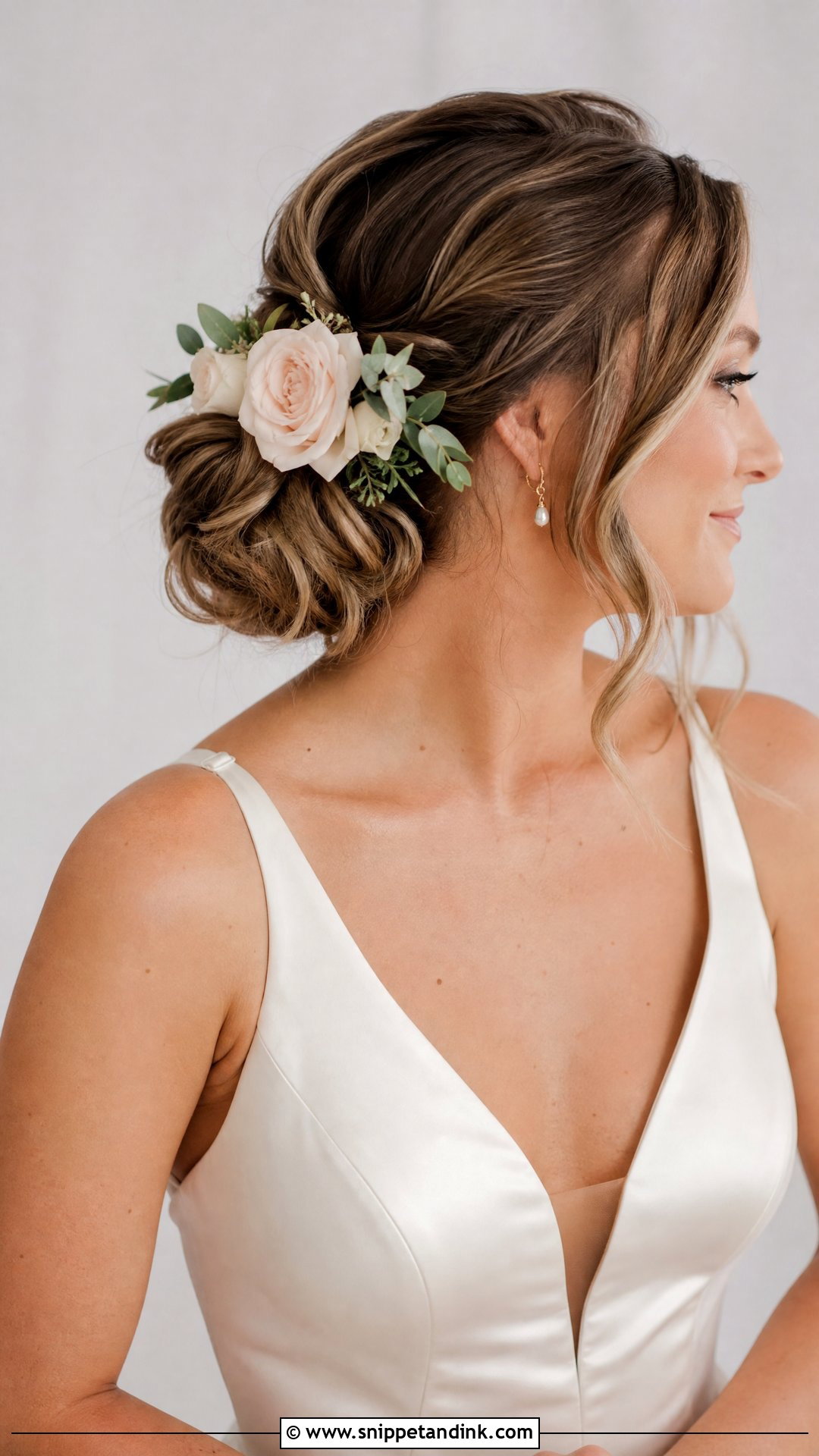 Low Bun Wedding Hair With Flowers - Snippet and Ink - 15 Flowers for Hair Wedding Ideas