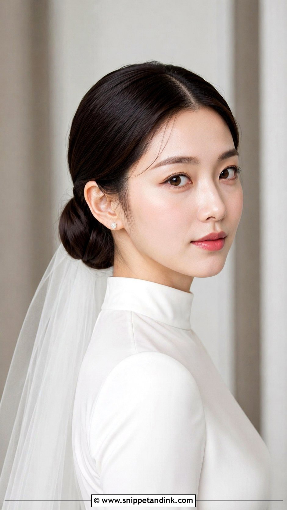 Low Bun Wedding Hair With Middle Part - Snippet and Ink - 15 Low Bun Wedding Hairstyle Ideas