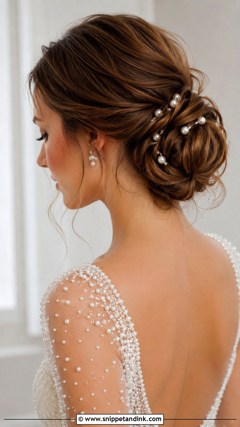 Low Bun Wedding Hair With Pearls - Snippet and Ink - 15 Low Bun Wedding Hairstyle Ideas