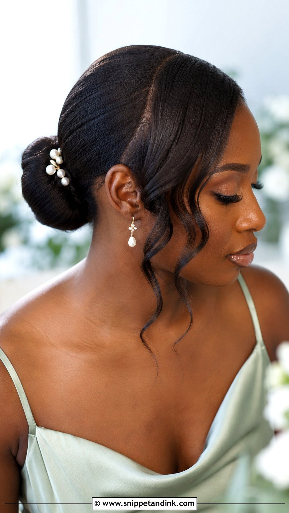 Low Bun Wedding Hairstyle - Snippet and Ink - 20 Black Wedding Hairstyles for Bridesmaids