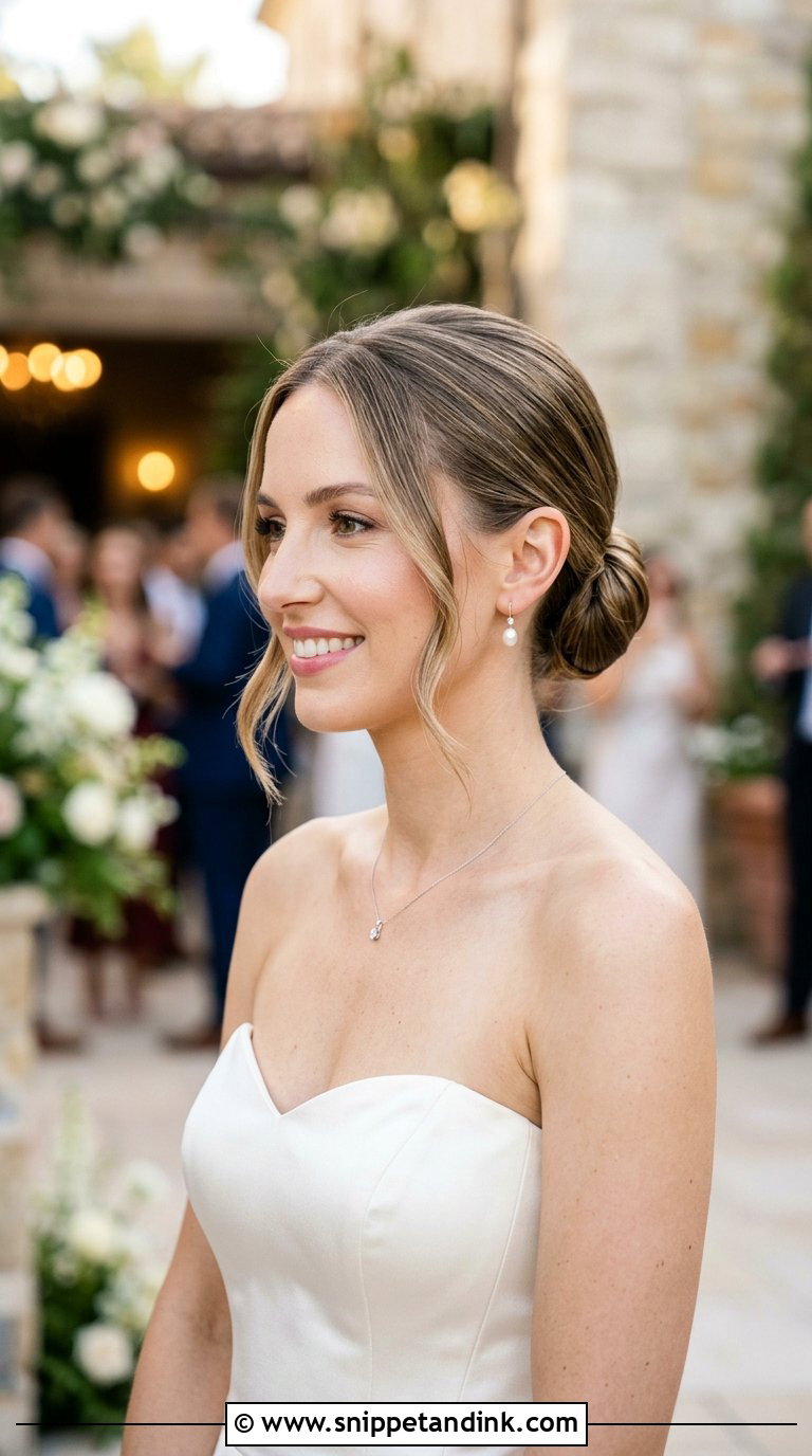 Low Bun Wedding Hairstyle - Snippet and Ink - 20 Bridal Hairstyles Front View