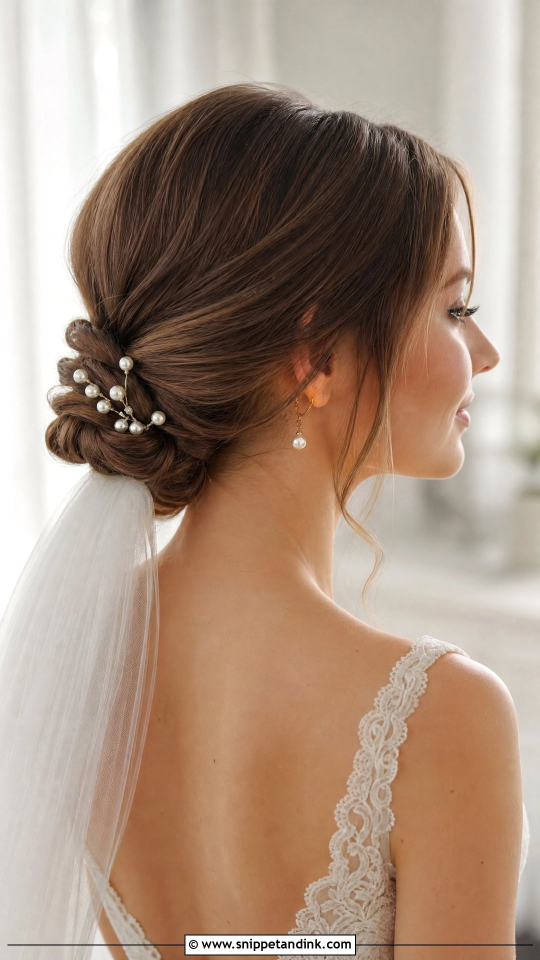 Low Bun Wedding Hairstyle - Snippet and Ink - 20 Mid Length Wedding Hairstyles