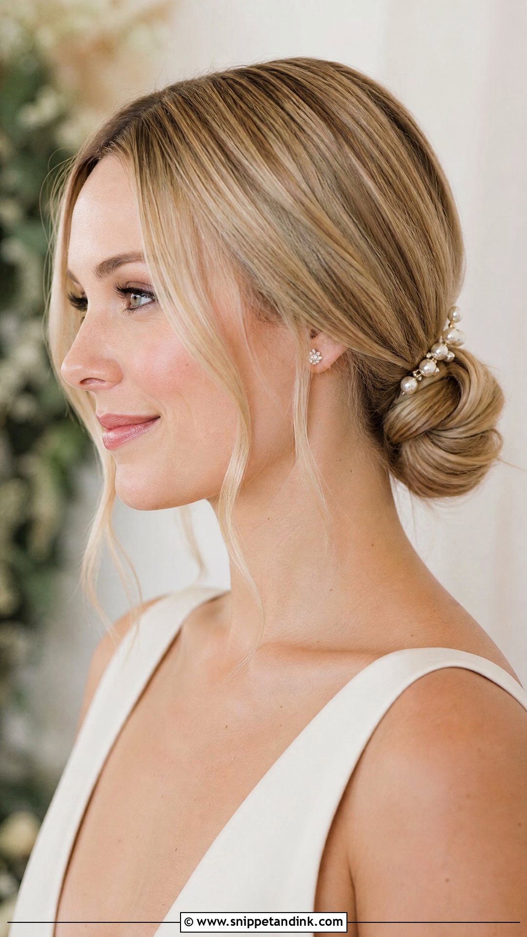 Low Bun Wedding Hairstyle - Snippet and Ink - 15 Cute Simple Wedding Hairstyles