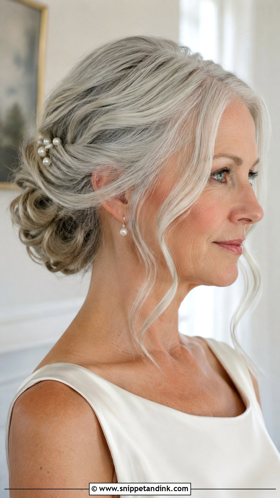 Low Bun Wedding Hairstyle For Gray Hair - Snippet and Ink - 15 Wedding Hairstyles for Grey Hair