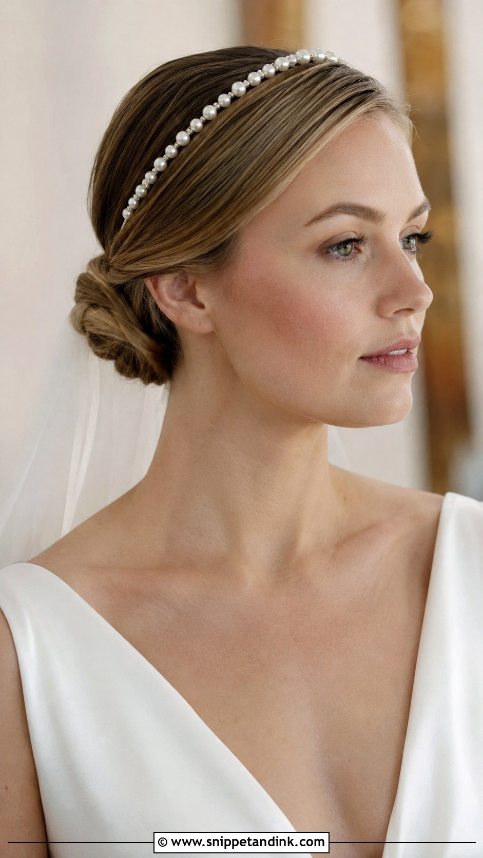 Low Bun Wedding Hairstyle With Headband - Snippet and Ink - 20 Headband Wedding Hairstyles