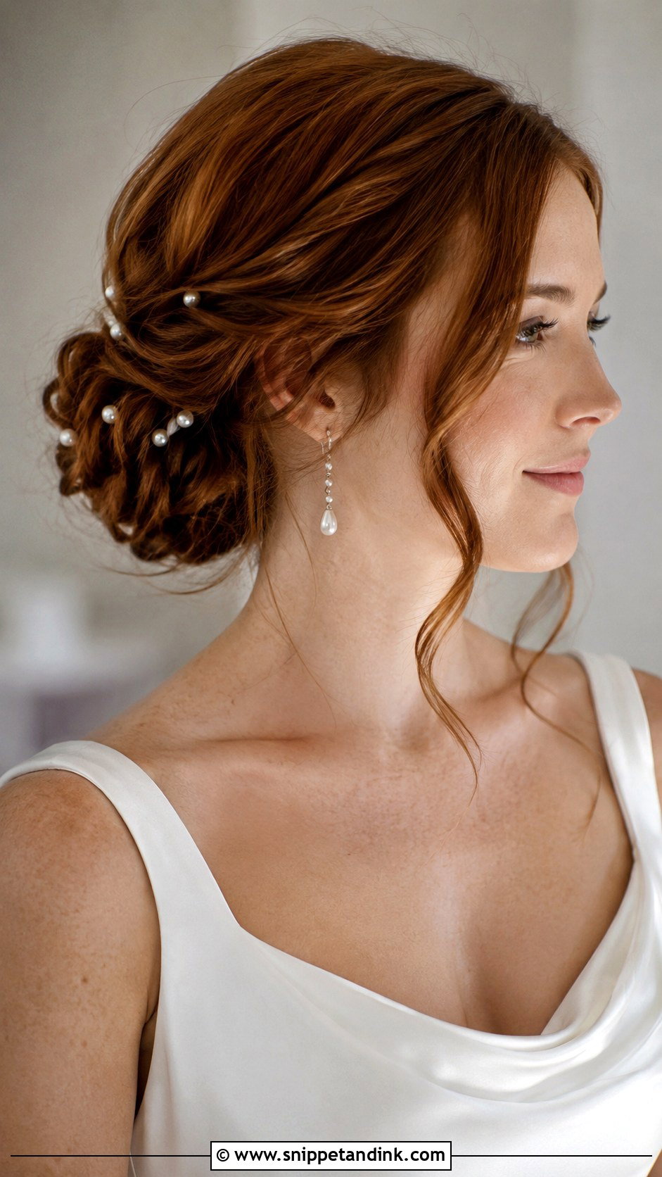Low Bun Wedding Hairstyle With Pearls - Snippet and Ink - 15 Low Updo Wedding Hairstyles